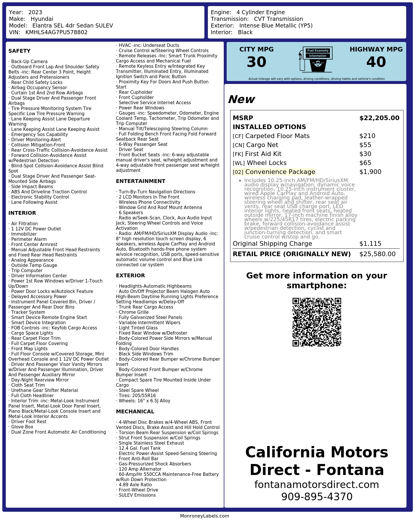 Monroney Label