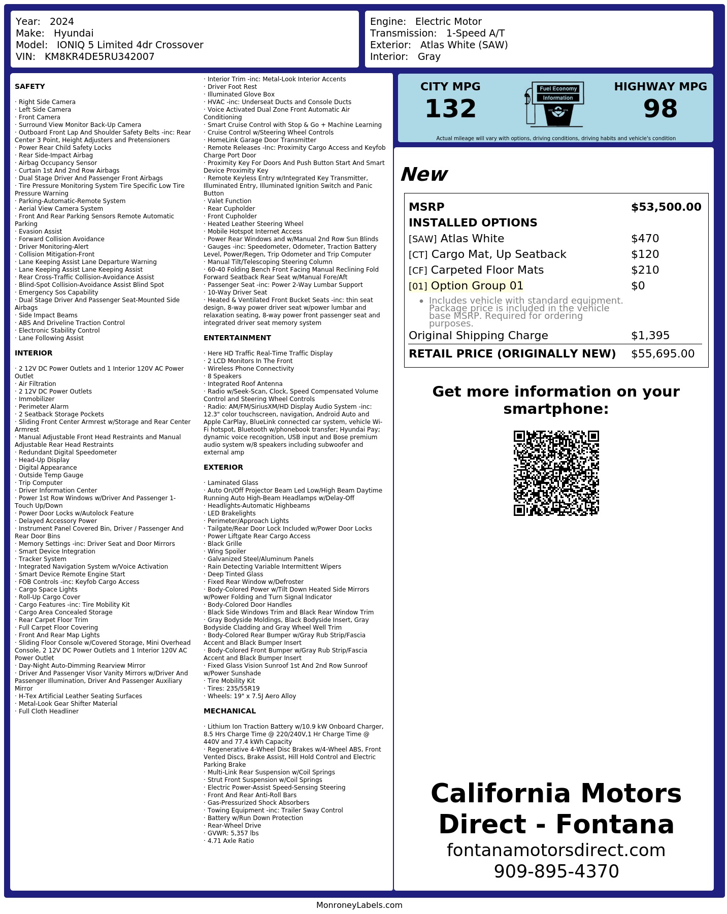 Monroney Label