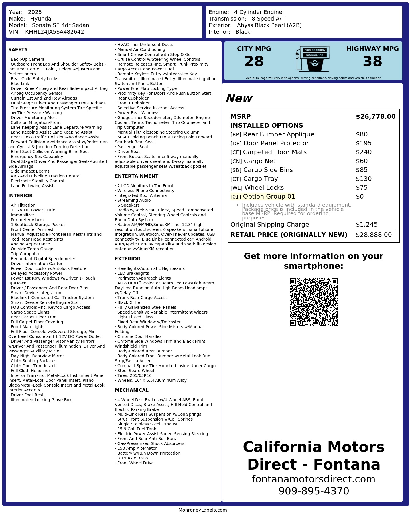 Monroney Label