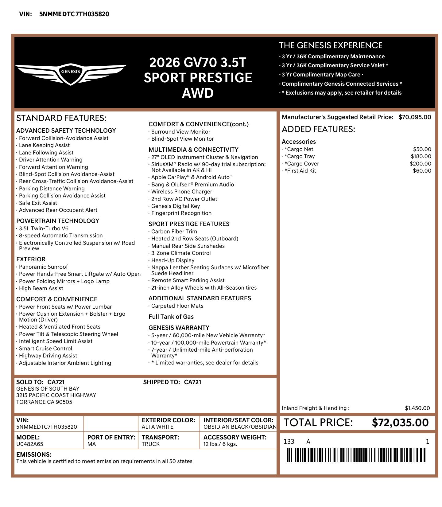 Monroney Label