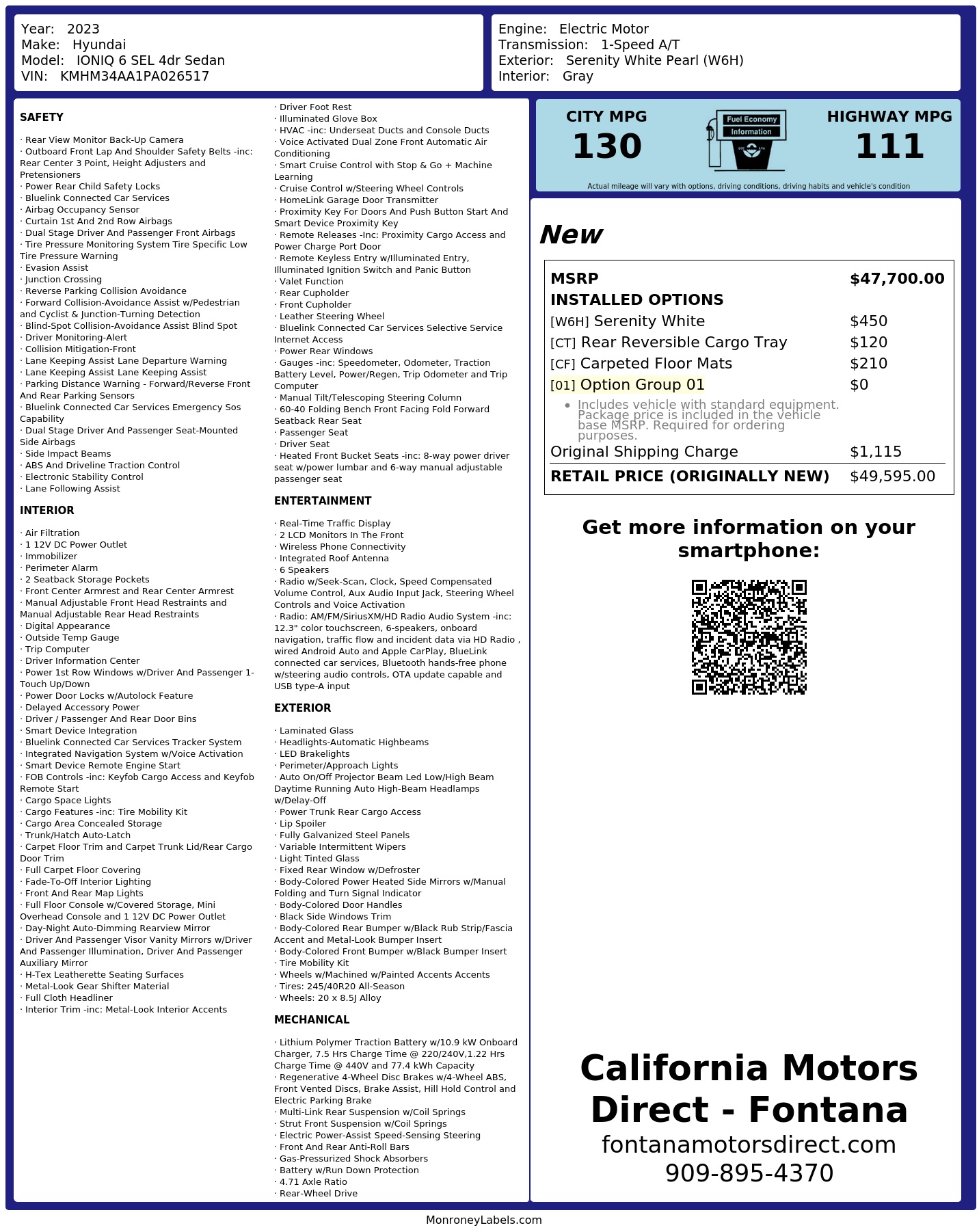 Monroney Label
