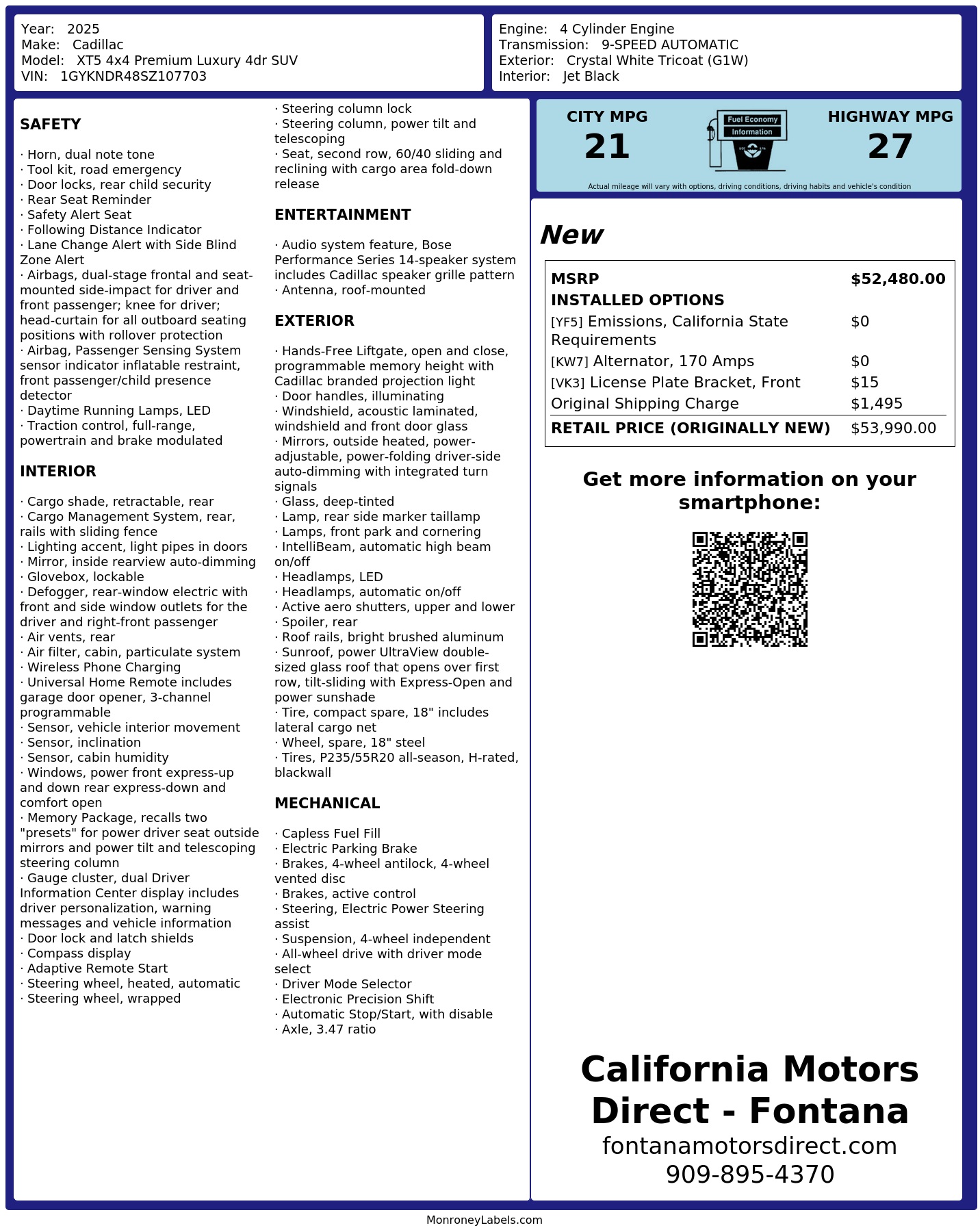 Monroney Label