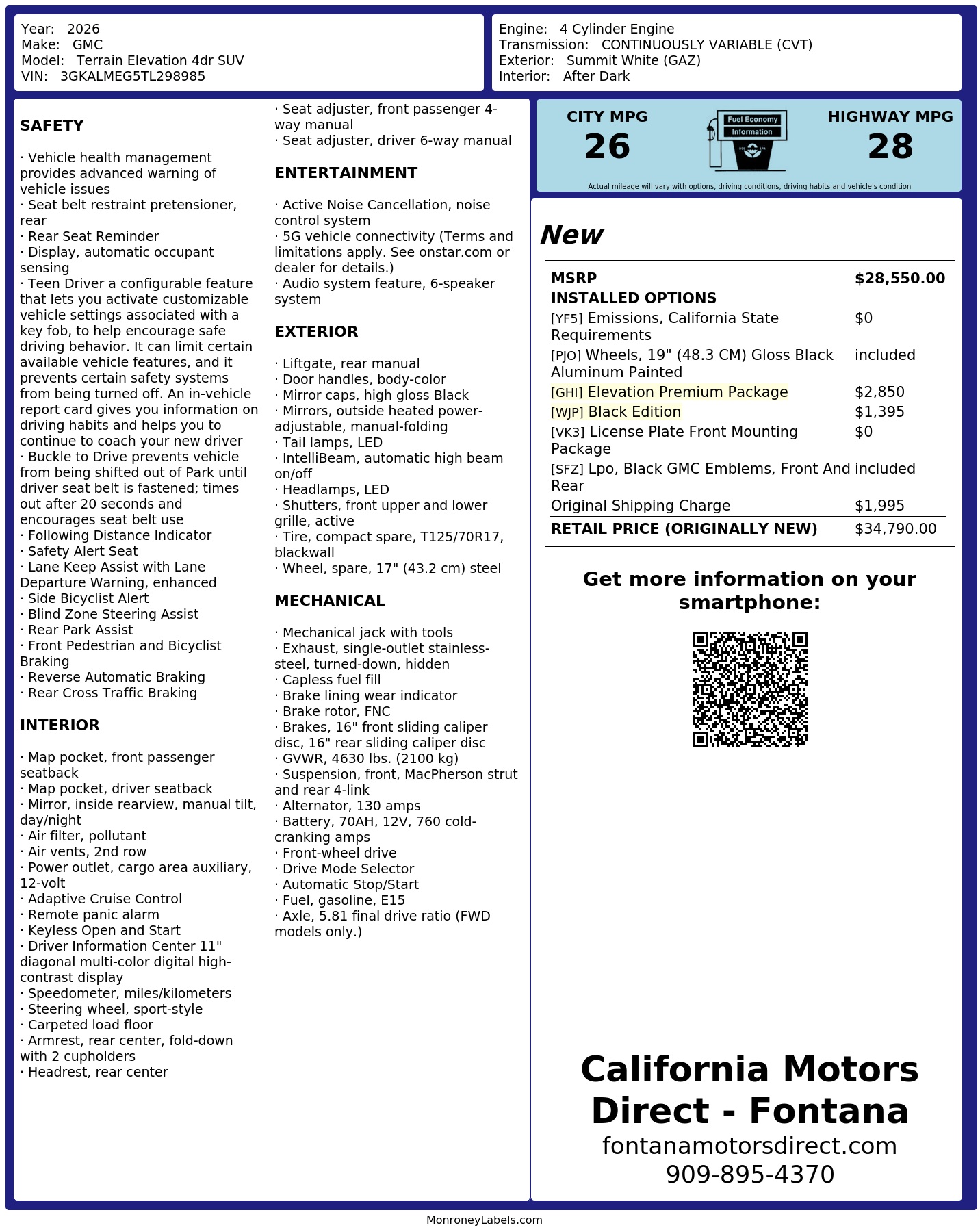 Monroney Label