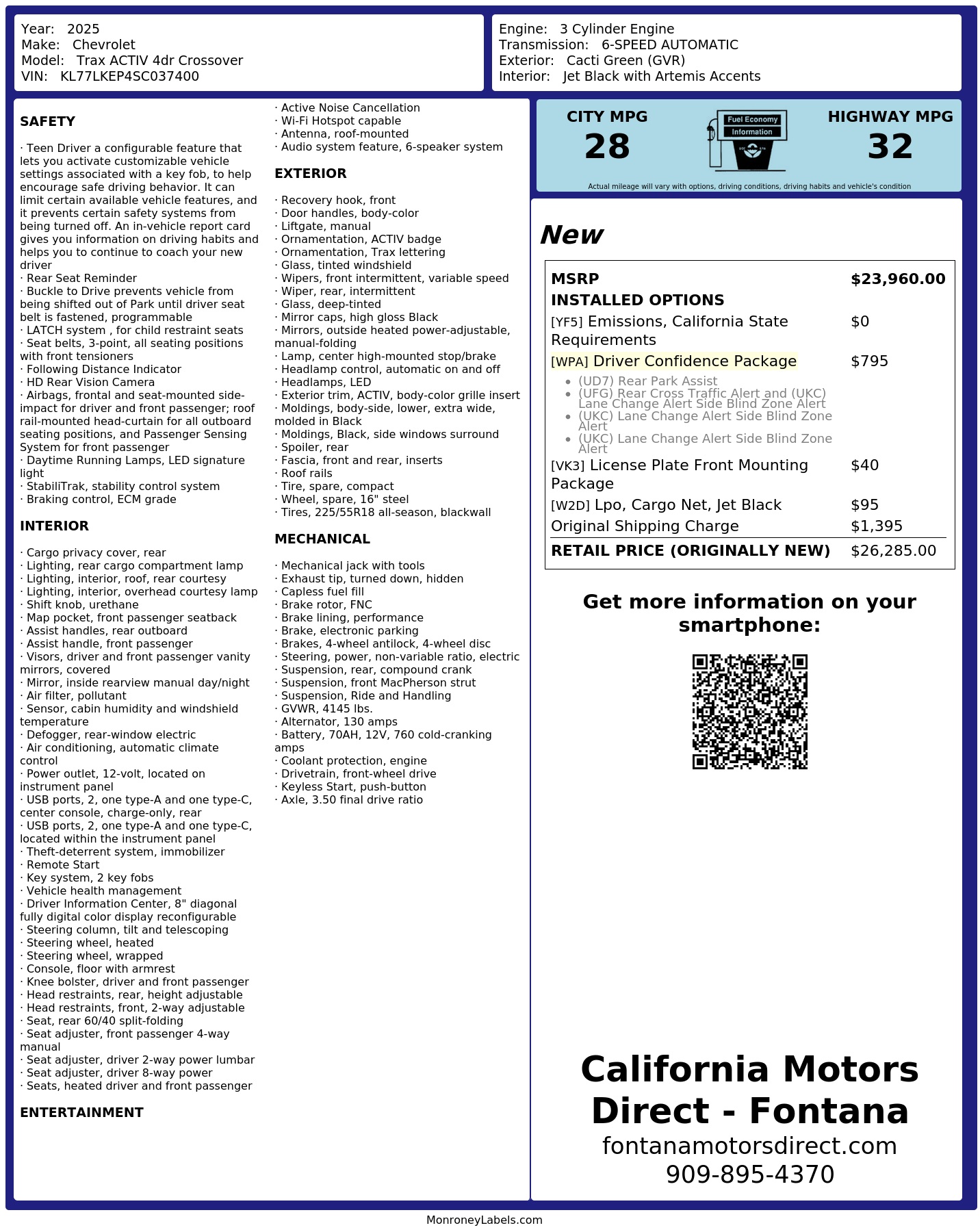 Monroney Label