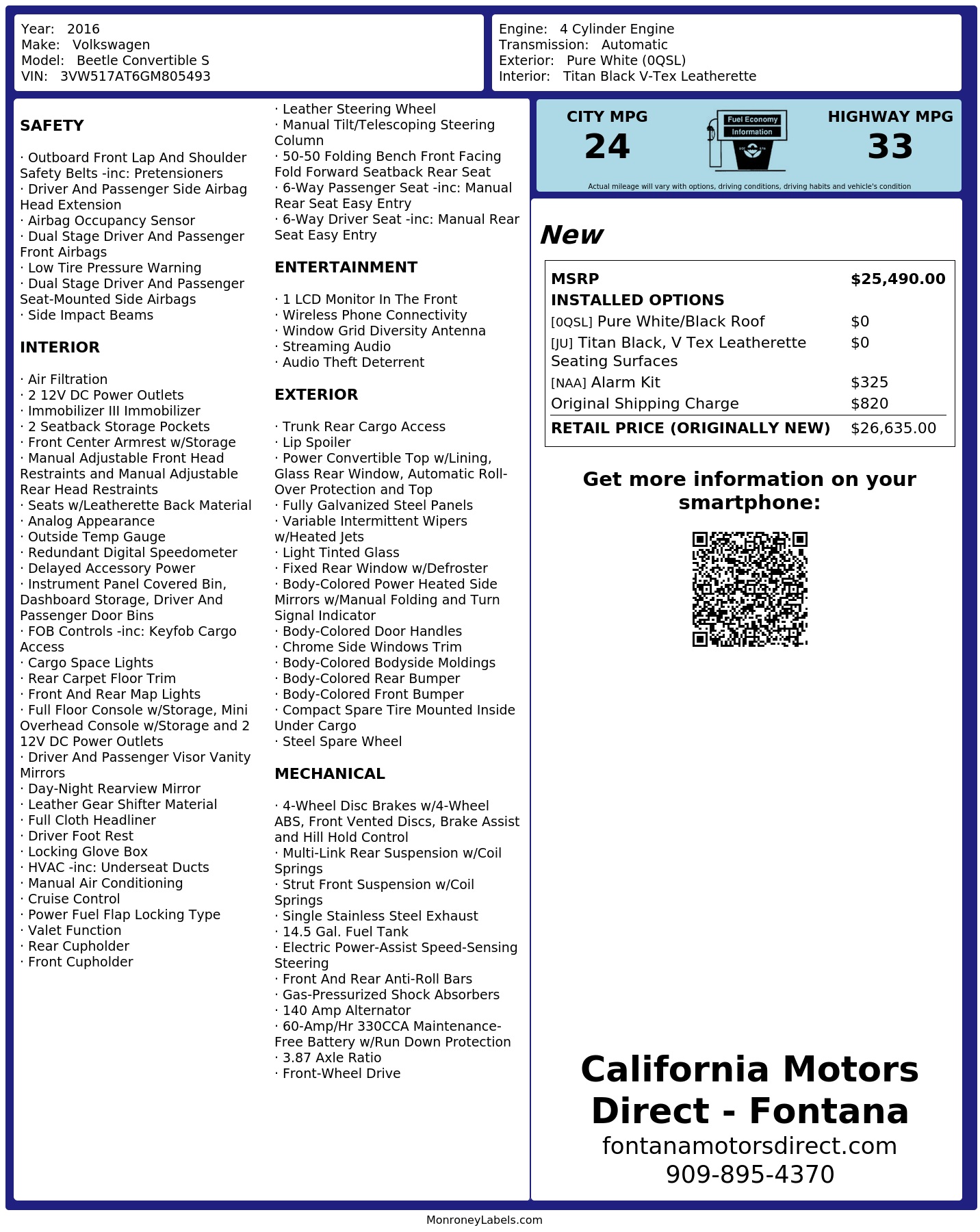 Monroney Label