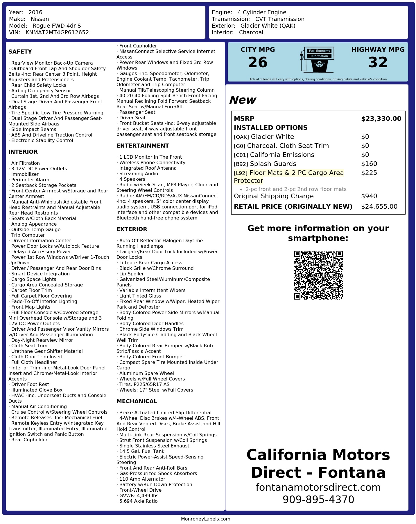 Monroney Label