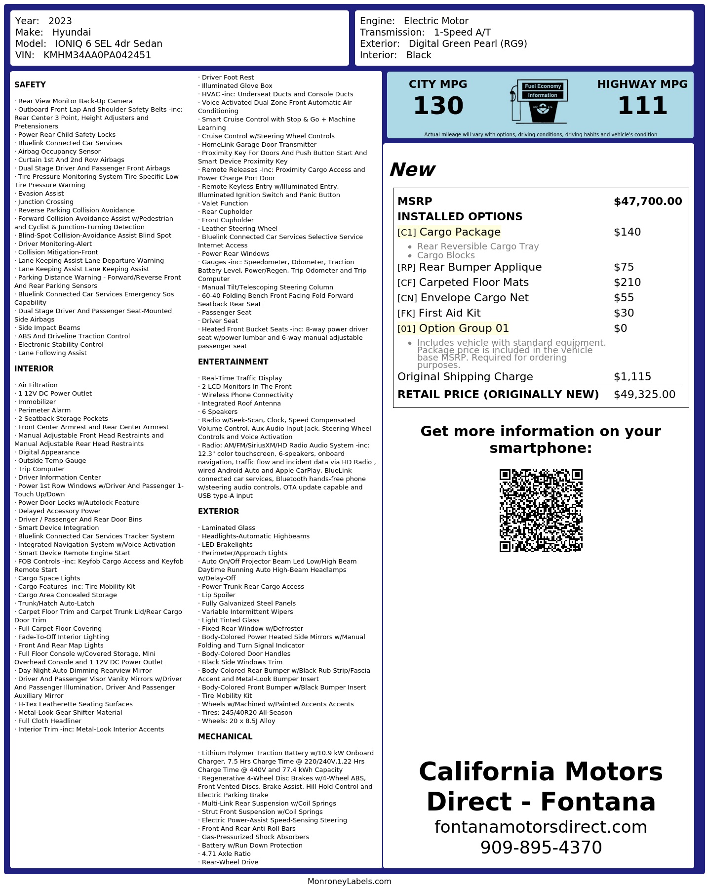 Monroney Label