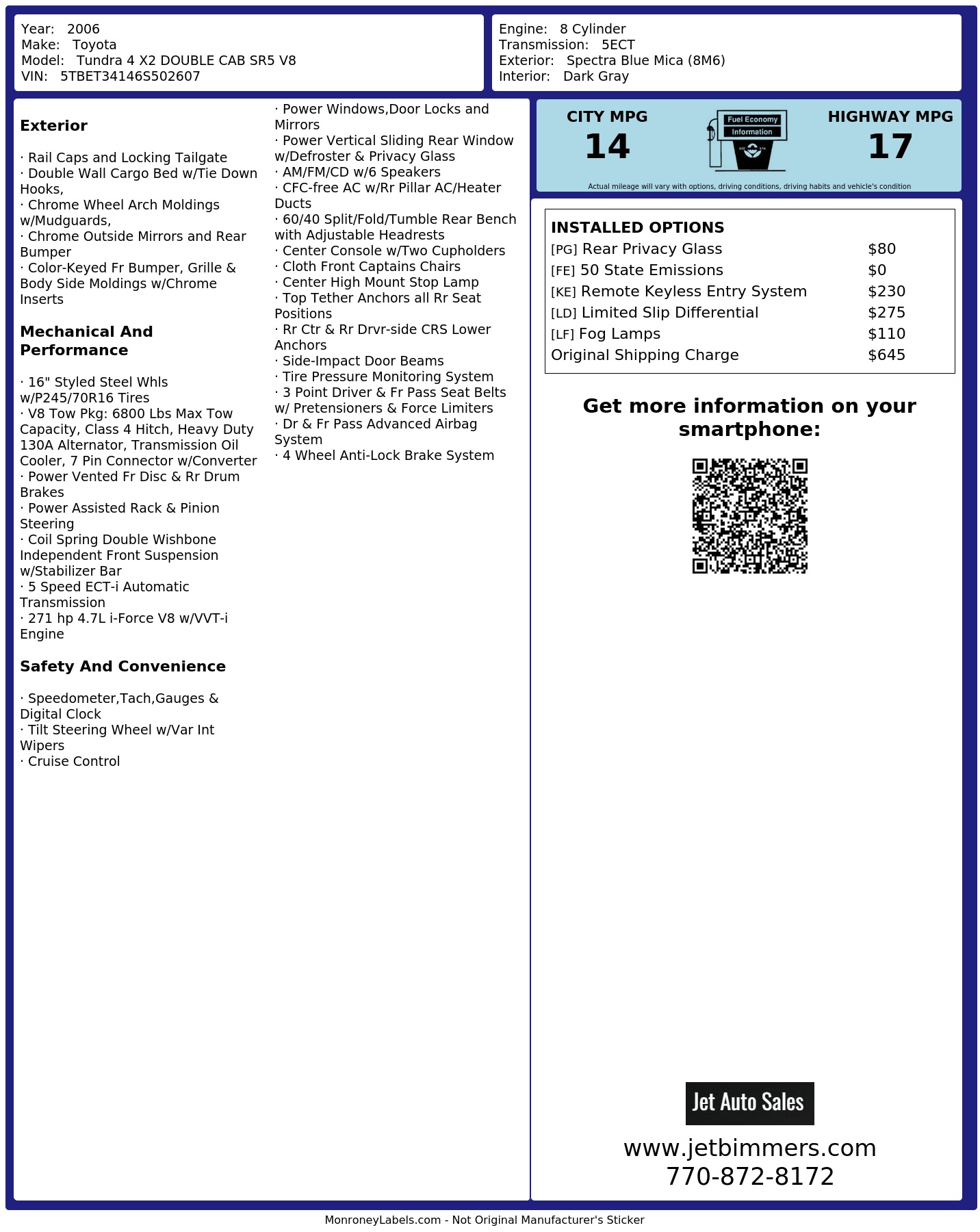 Monroney Label