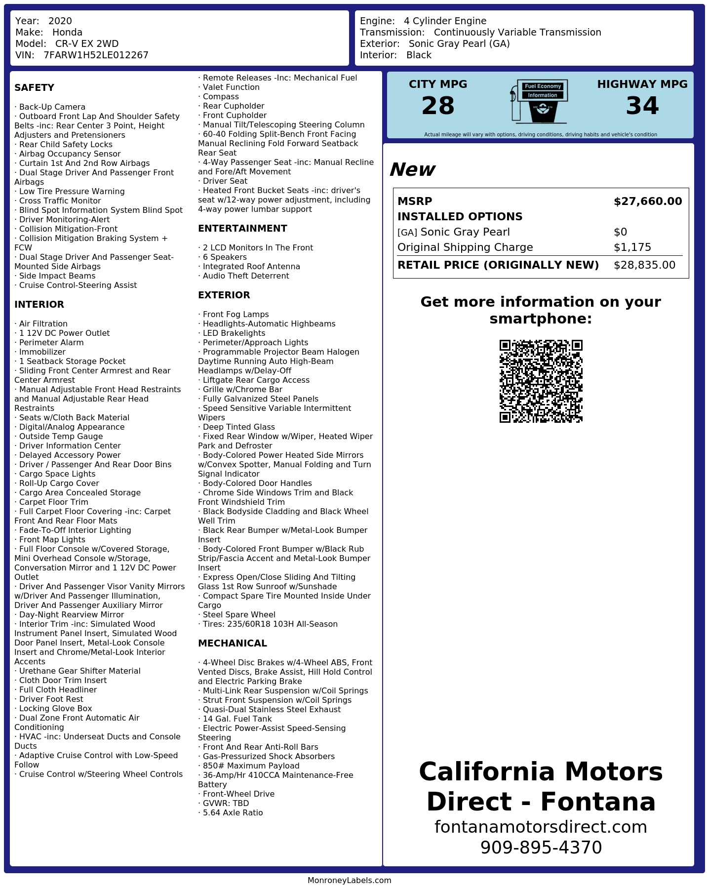 Monroney Label