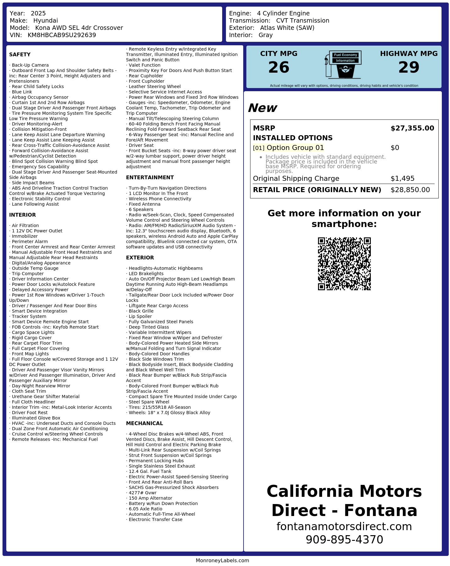 Monroney Label