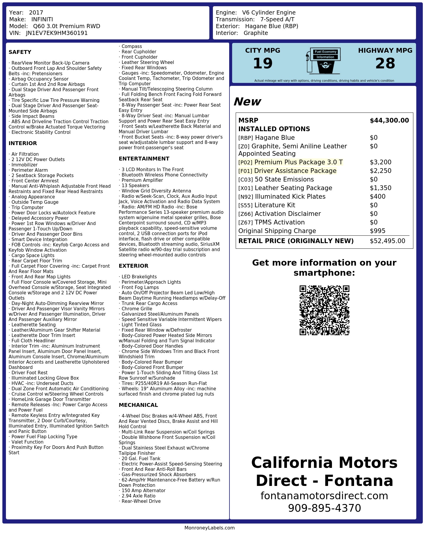 Monroney Label