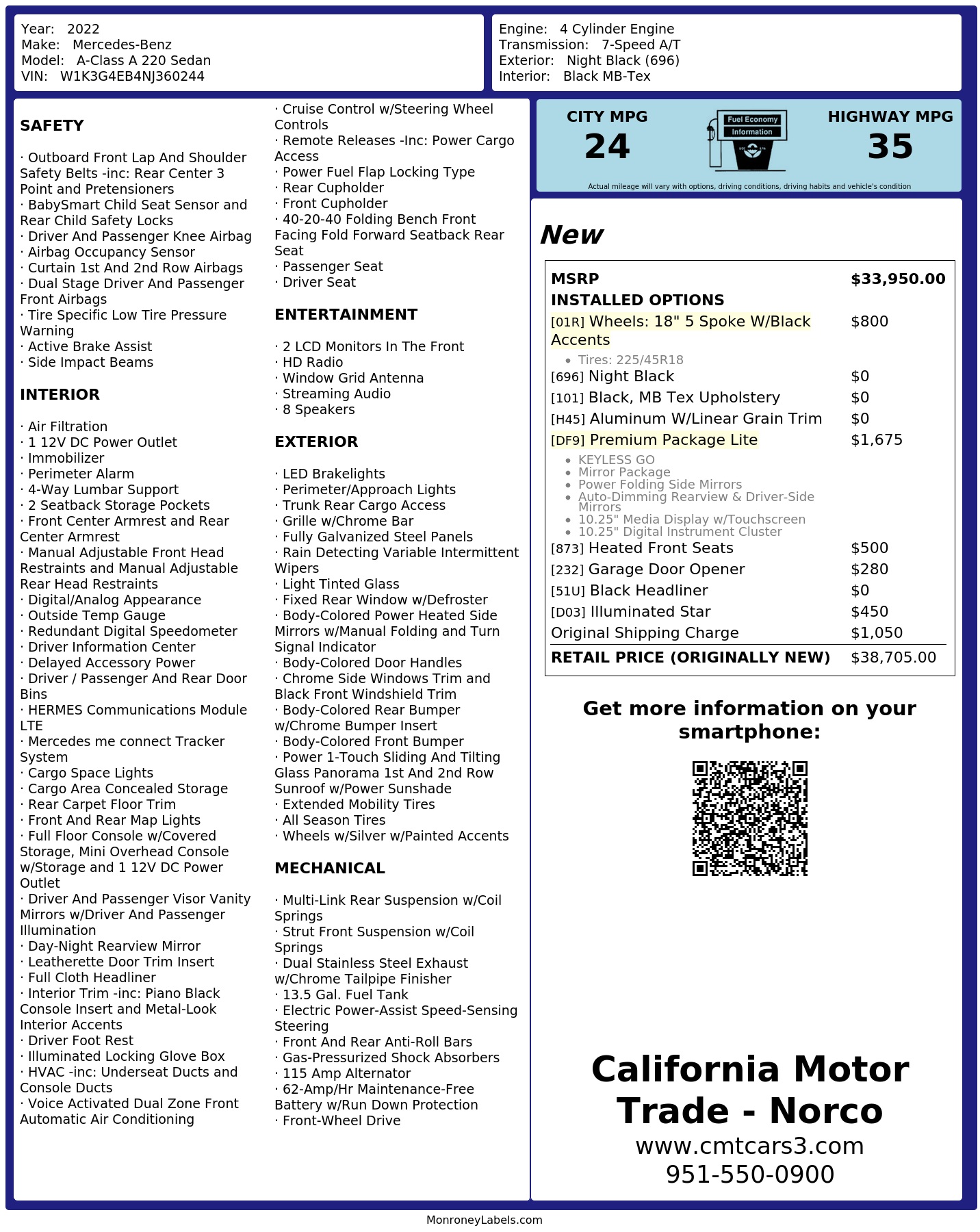 Monroney Label