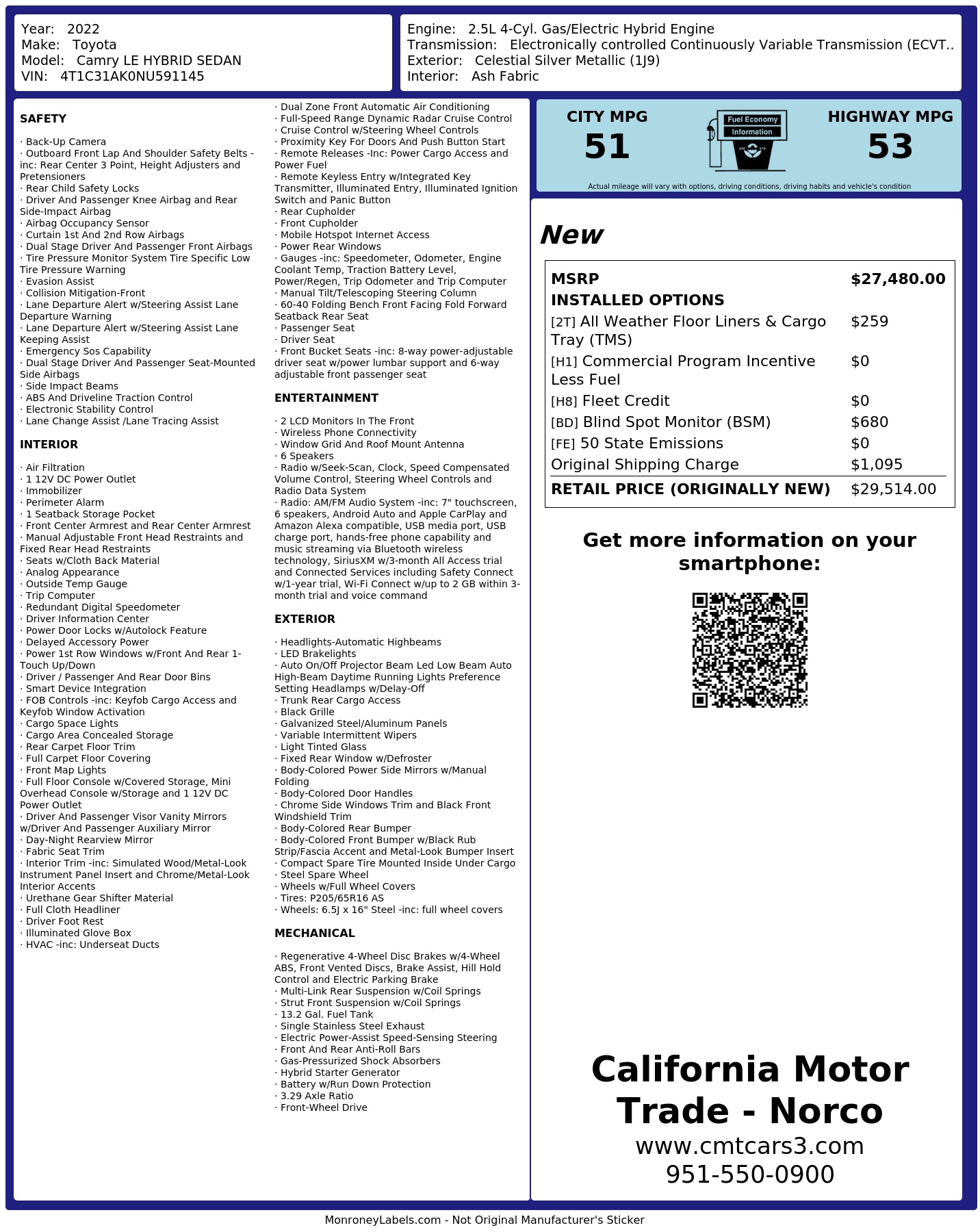 Monroney Label