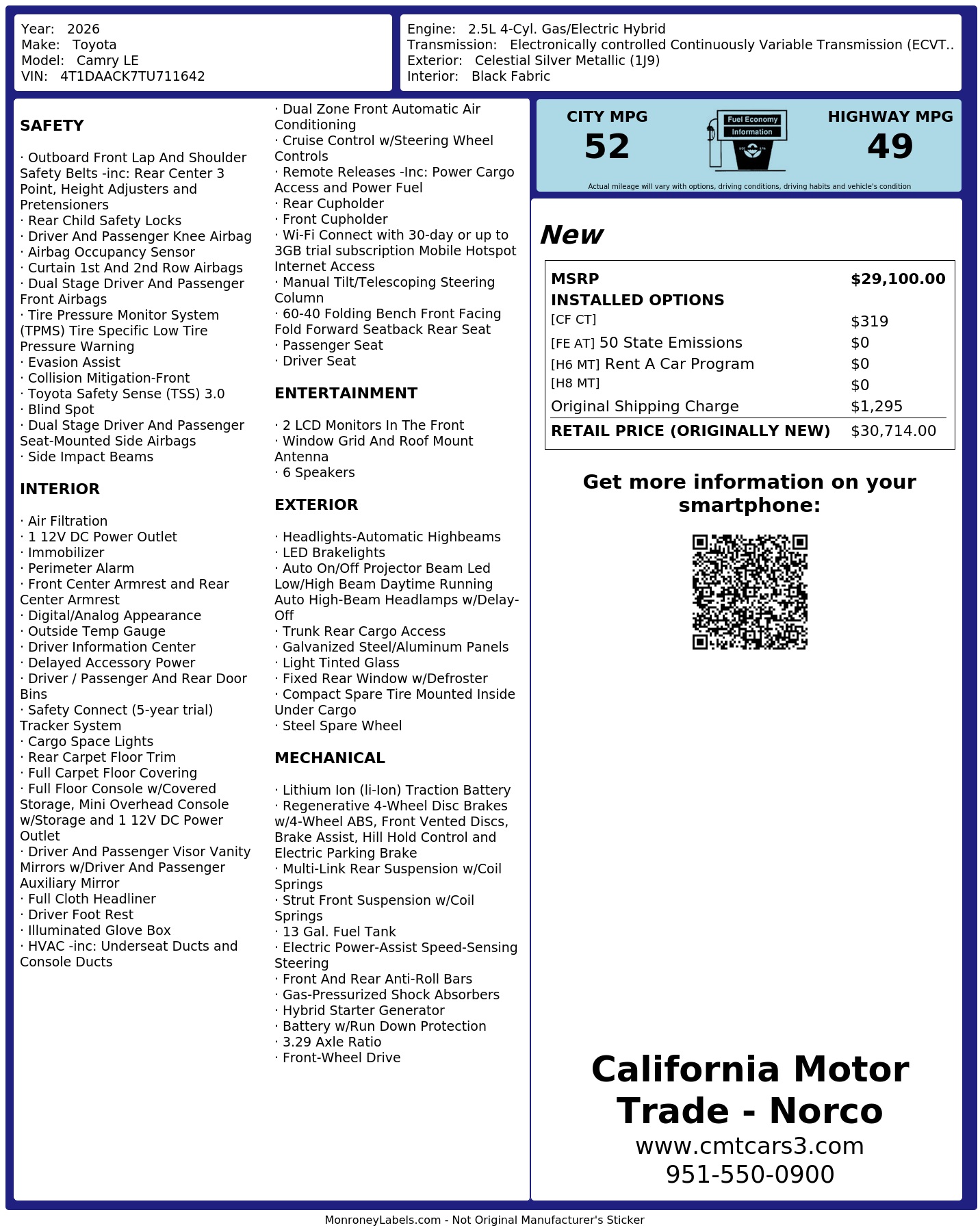 Monroney Label