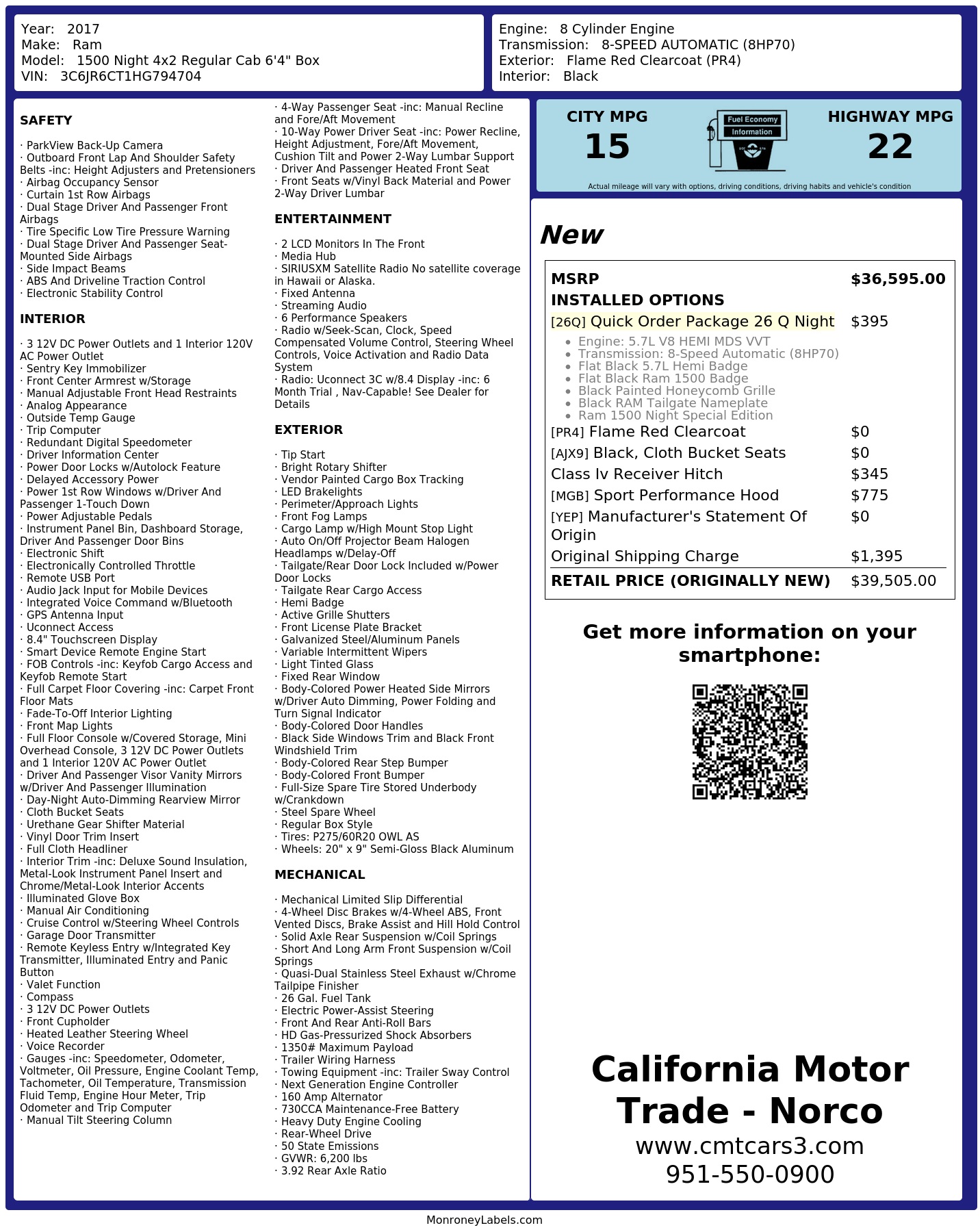 Monroney Label