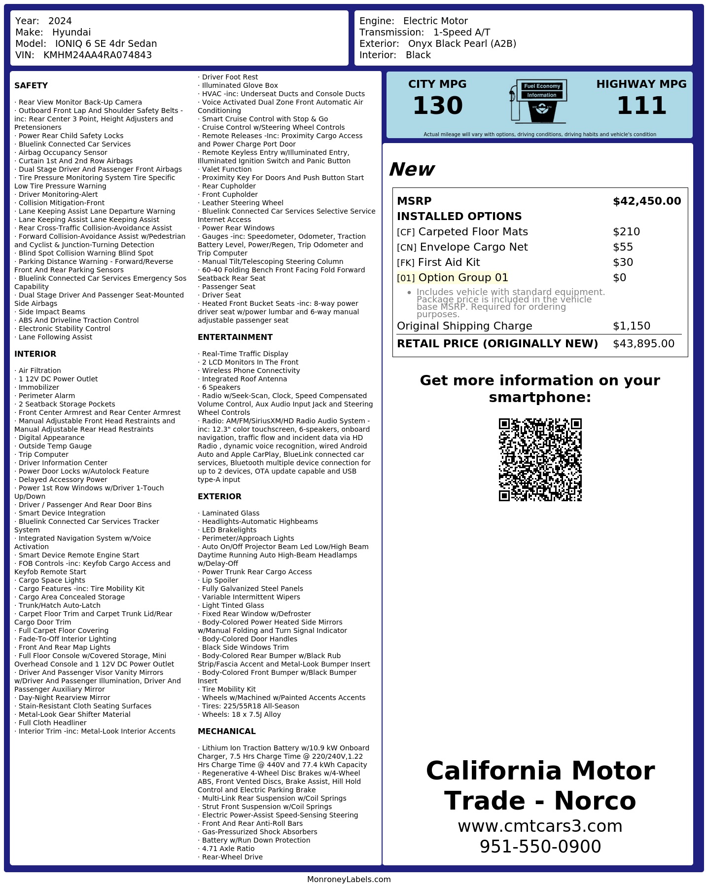 Monroney Label