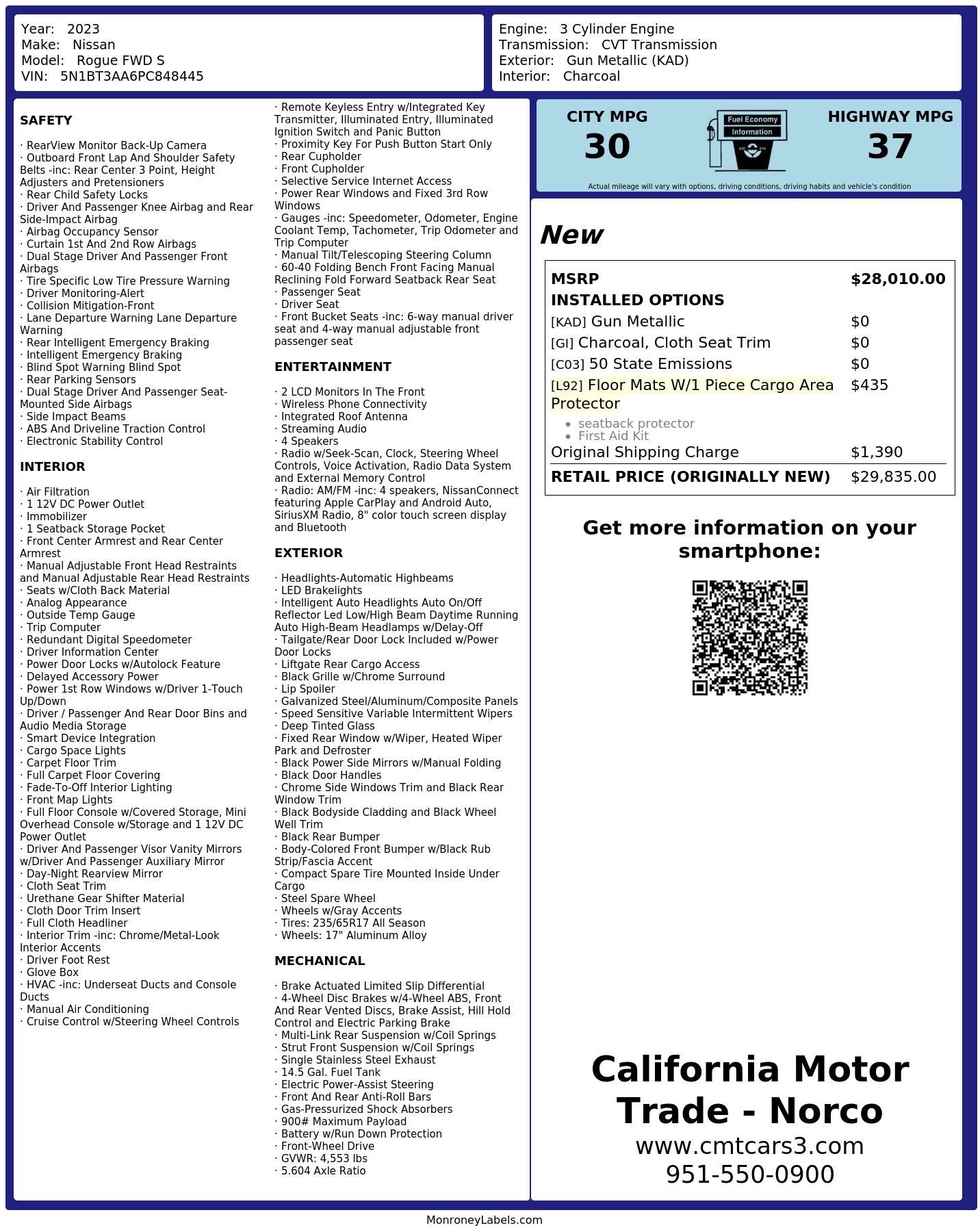 Monroney Label