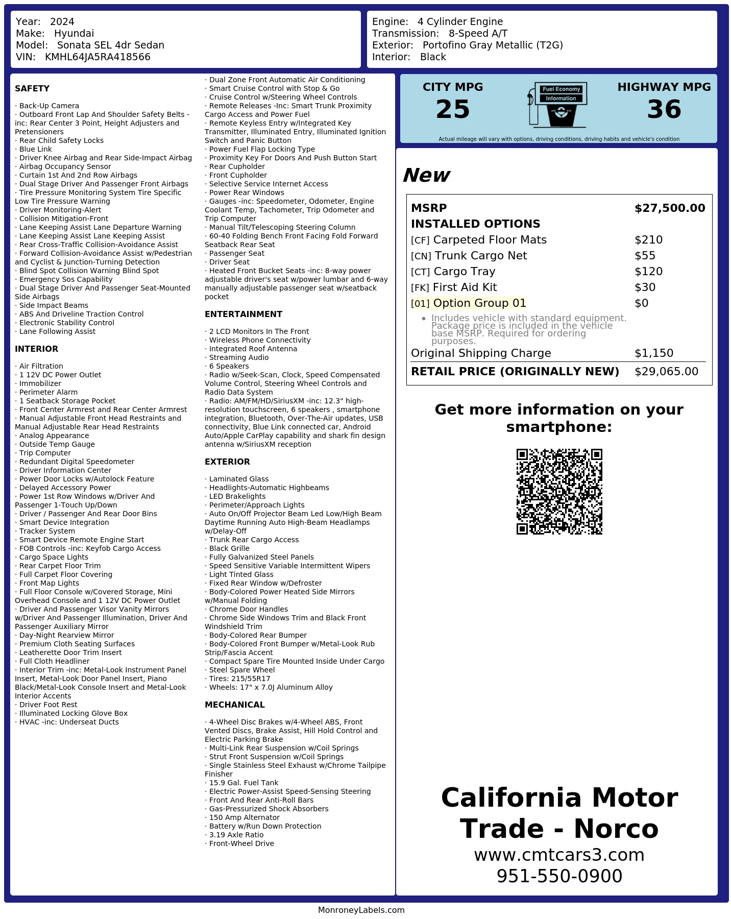 Monroney Label