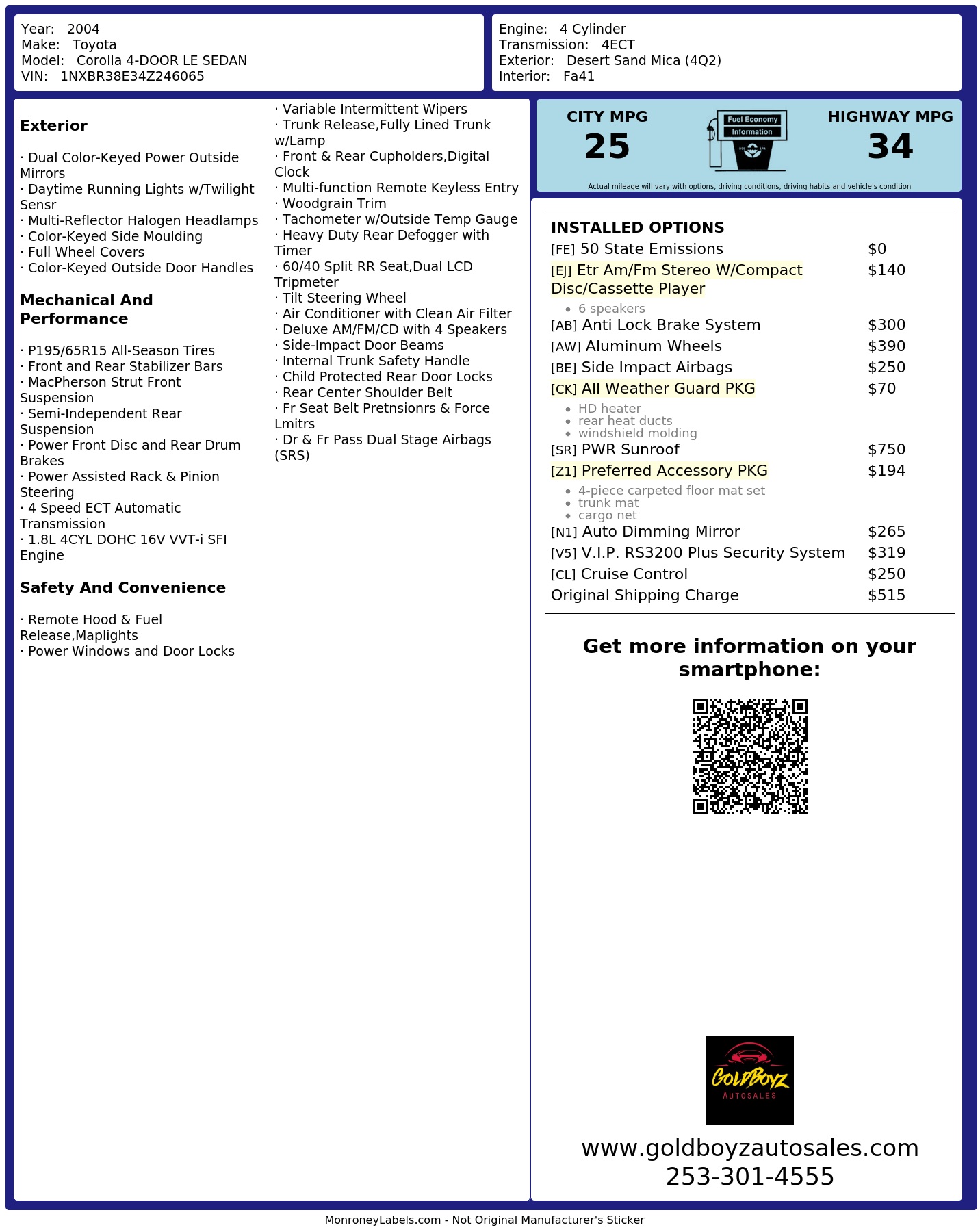 Monroney Label
