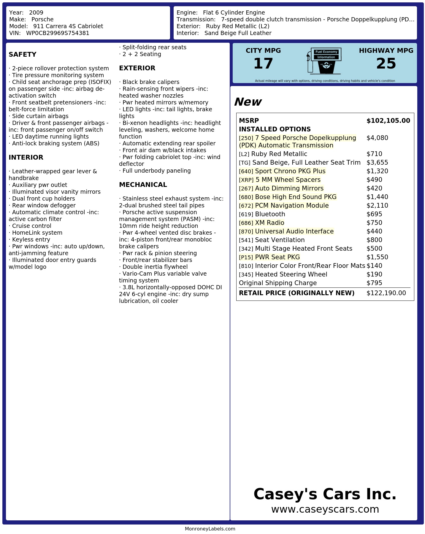 Monroney Label