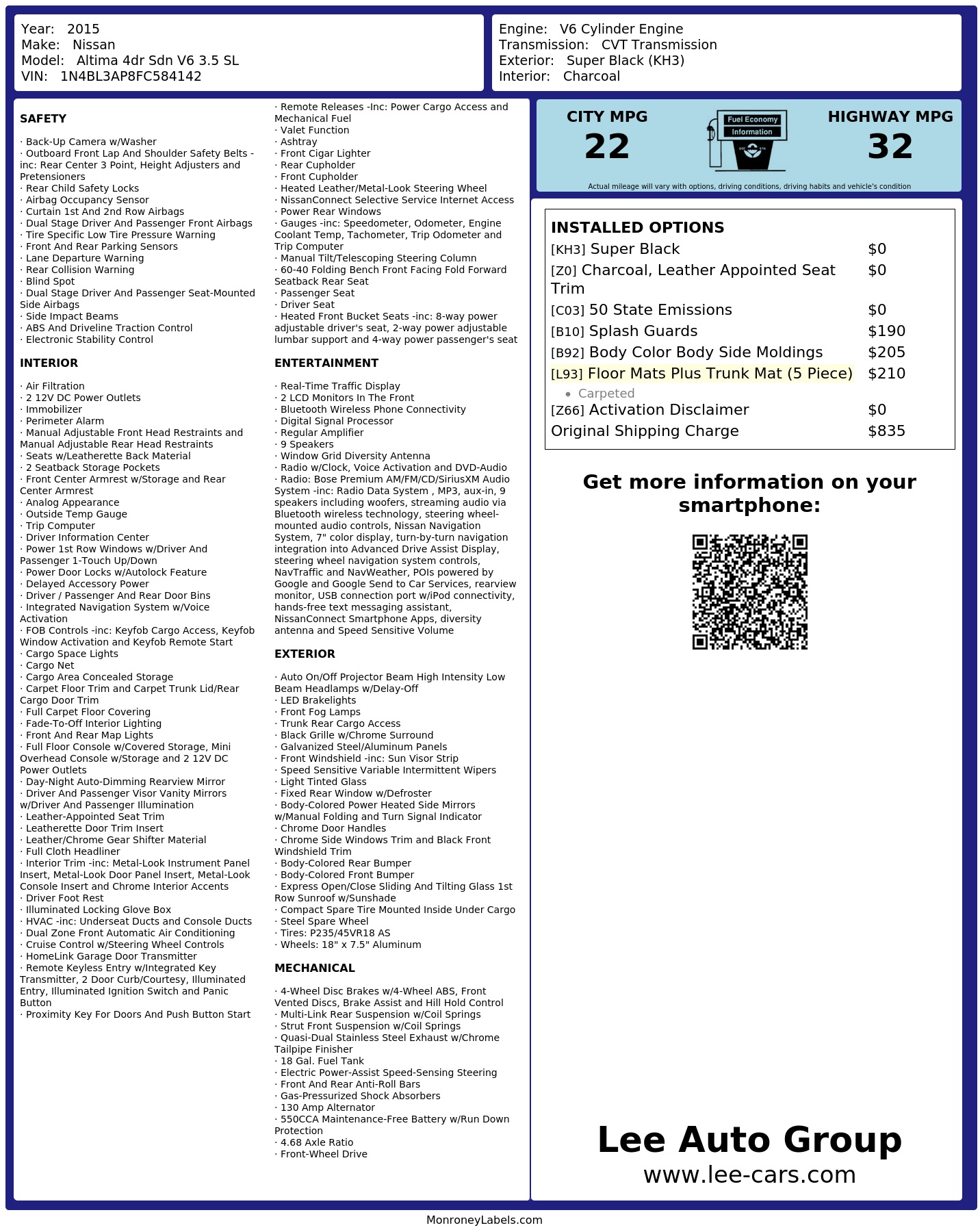 Monroney Label