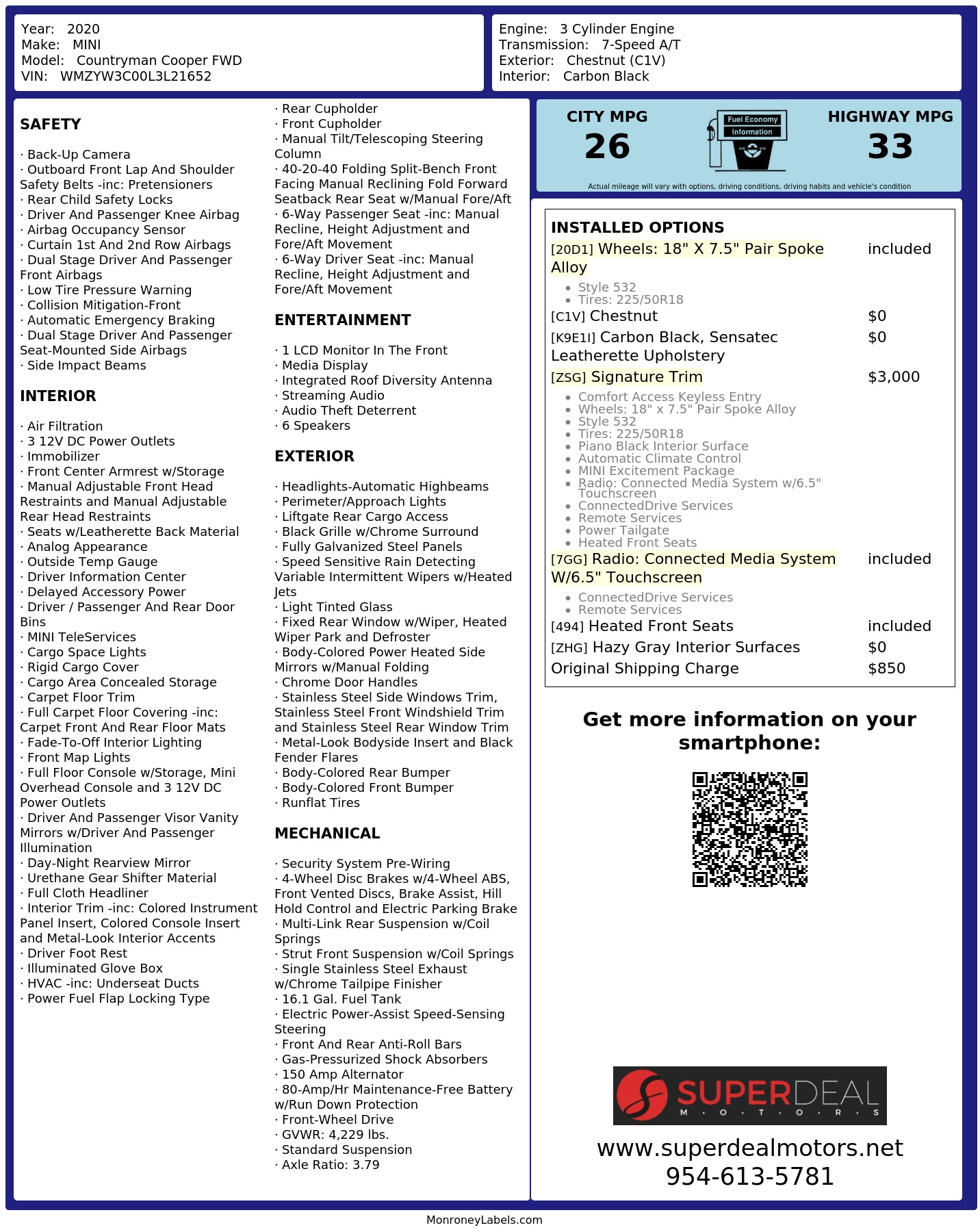 Monroney Label