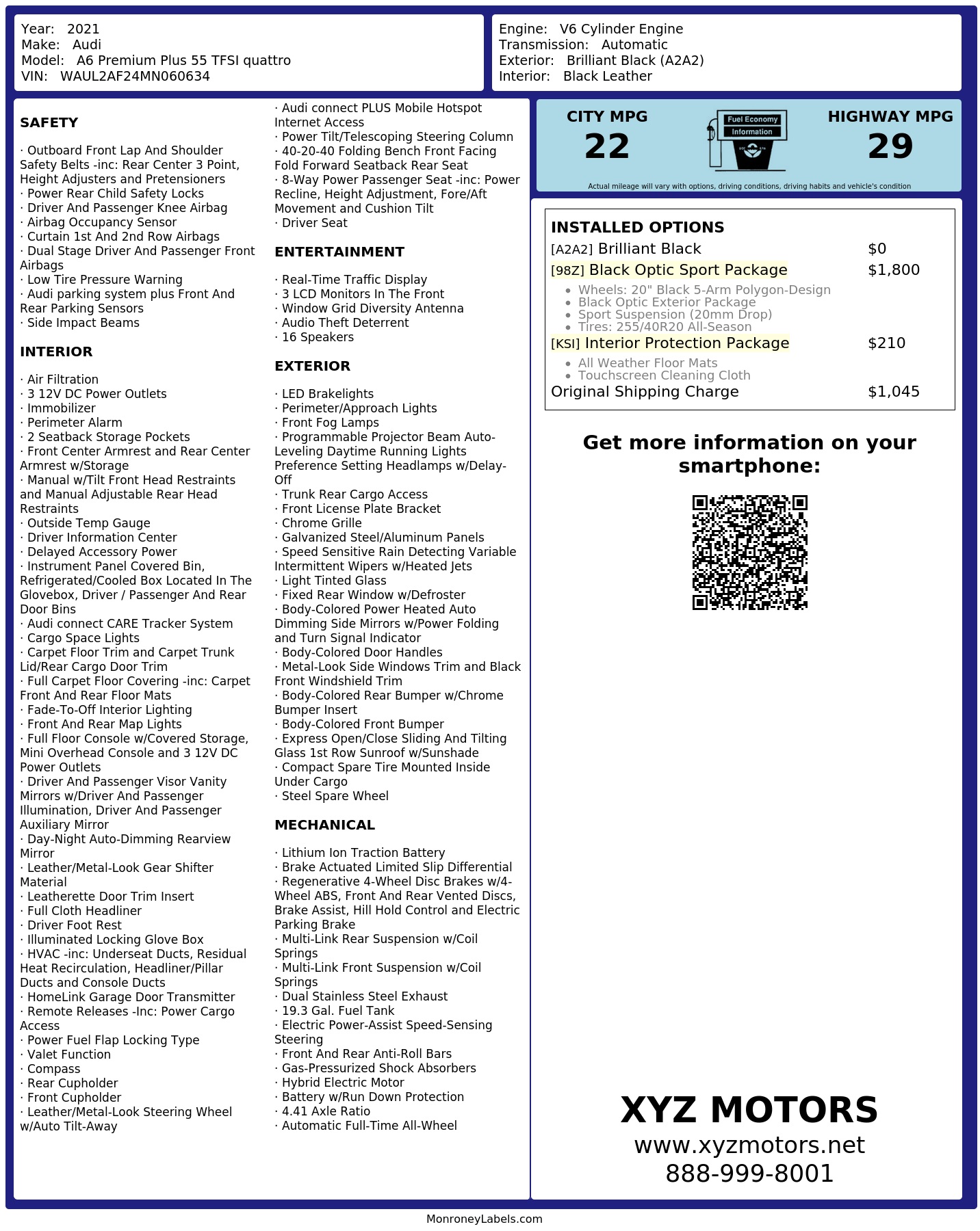 Monroney Label