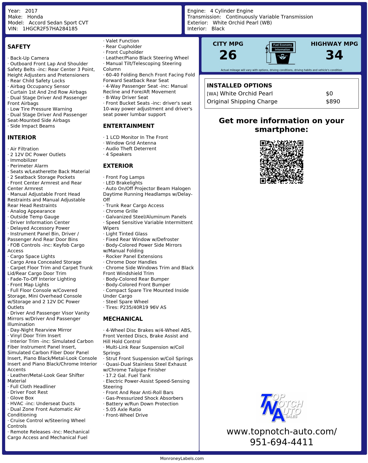Monroney Label