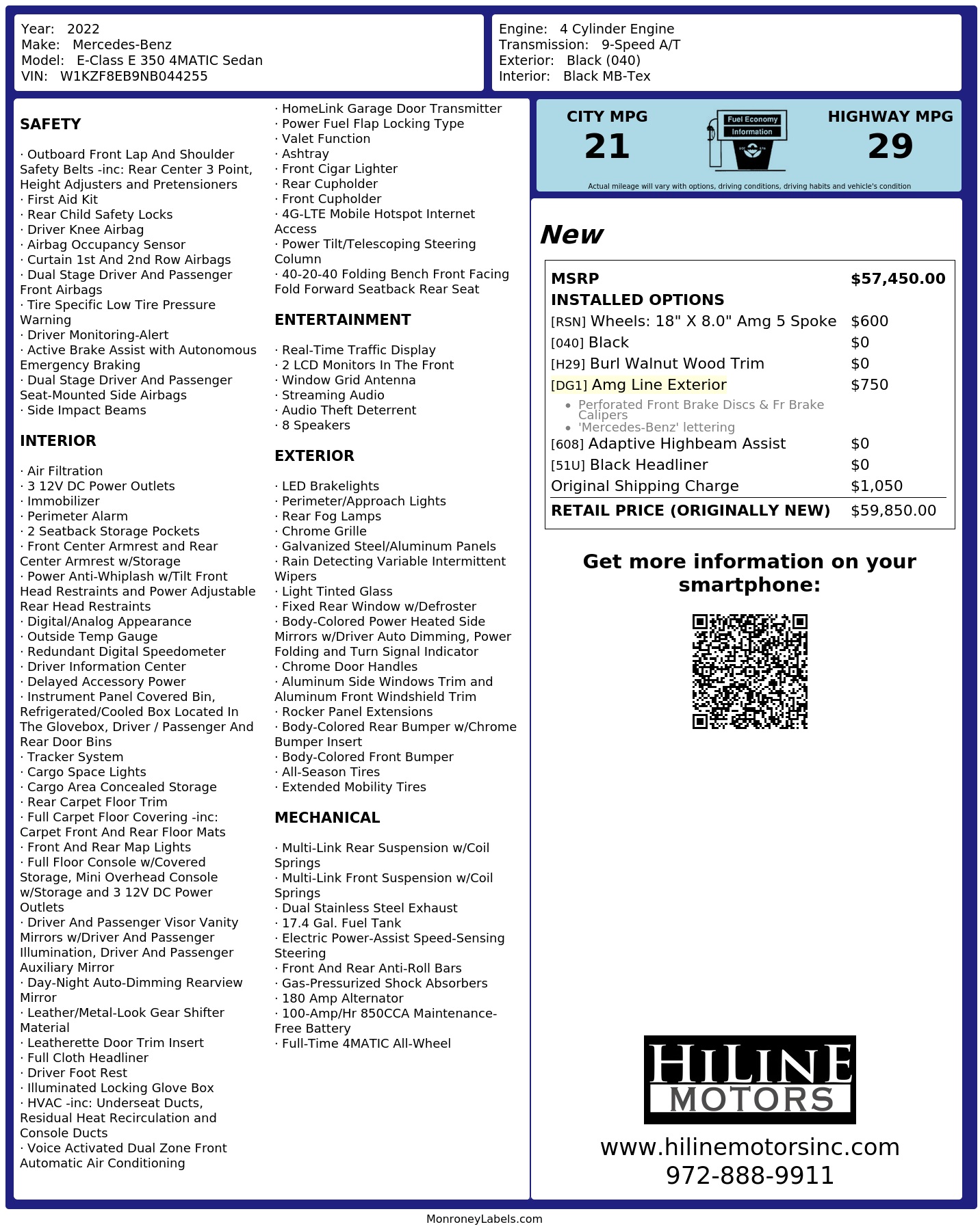 Monroney Label