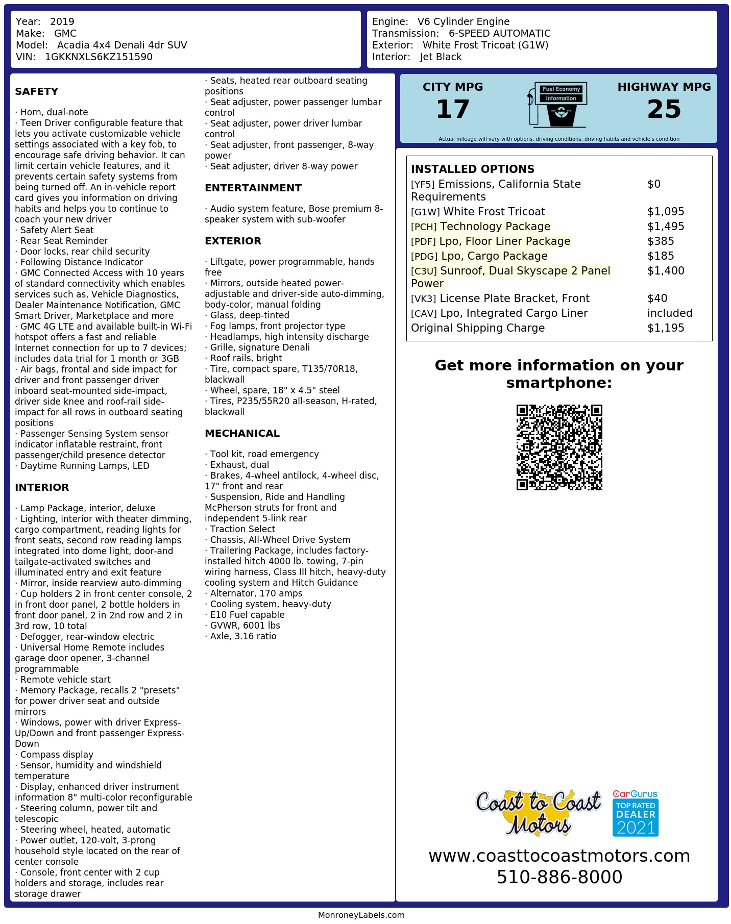 Monroney Label