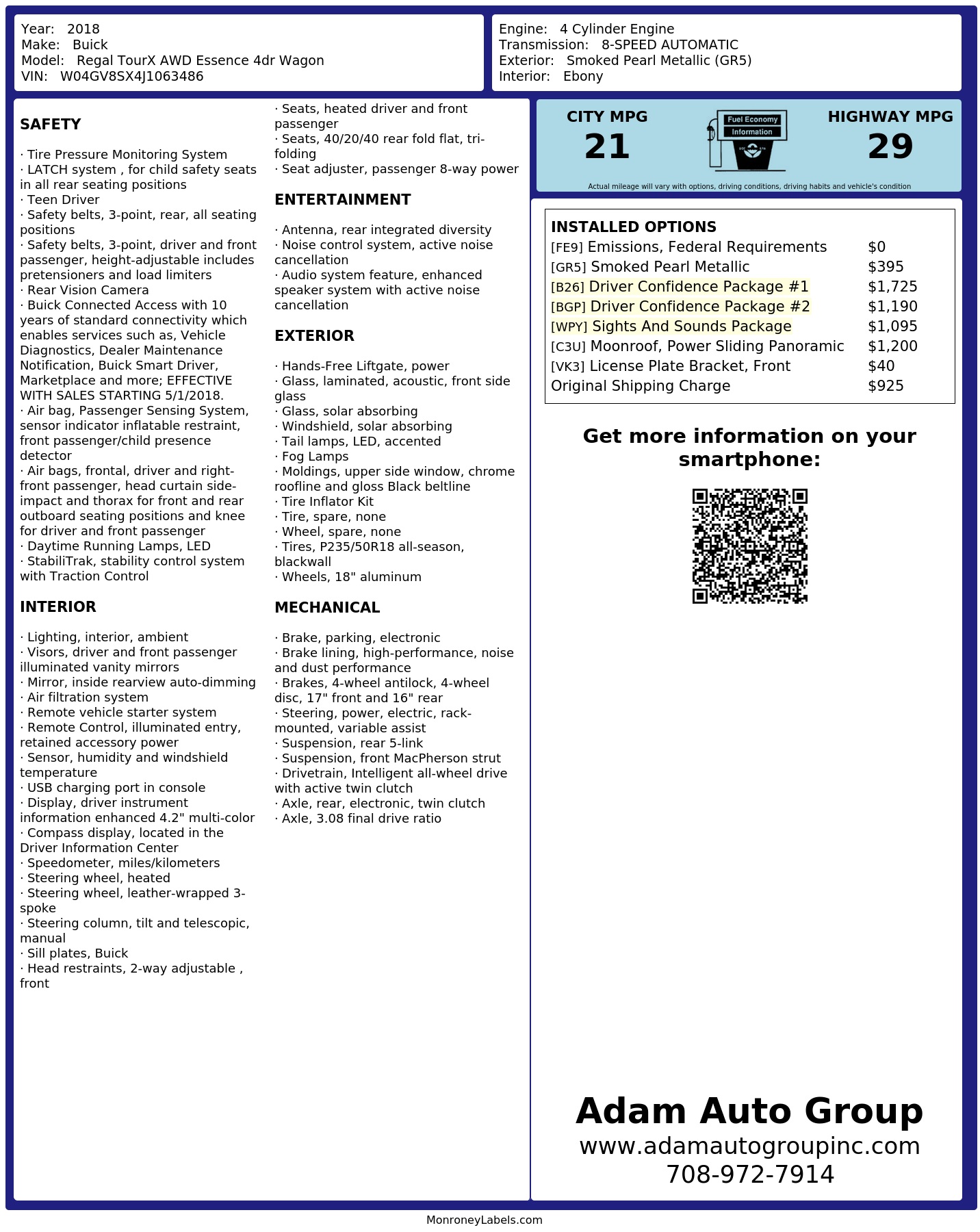 Monroney Label