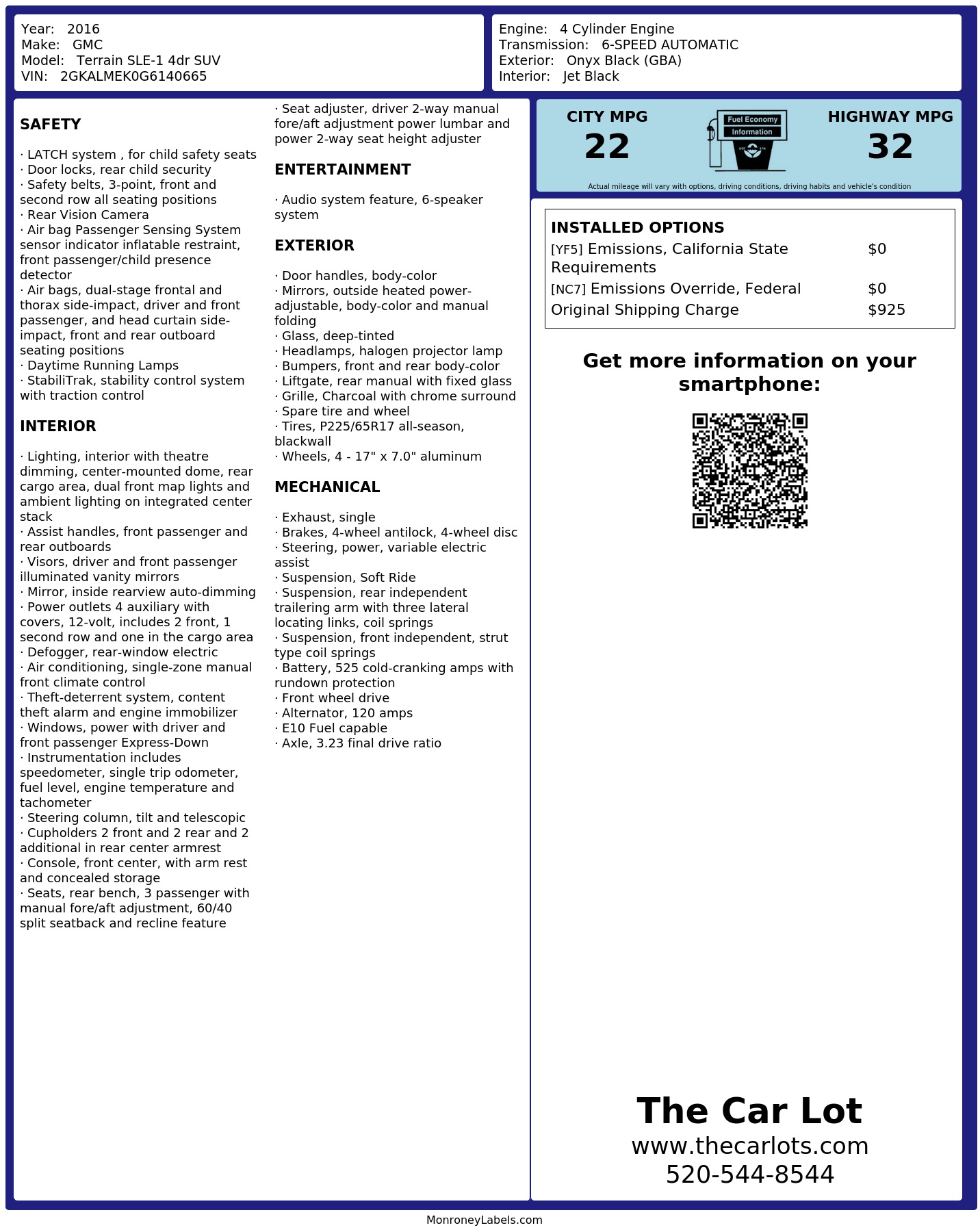 Monroney Label