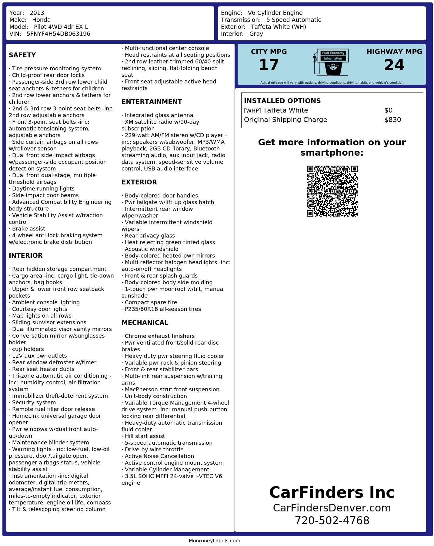 Monroney Label