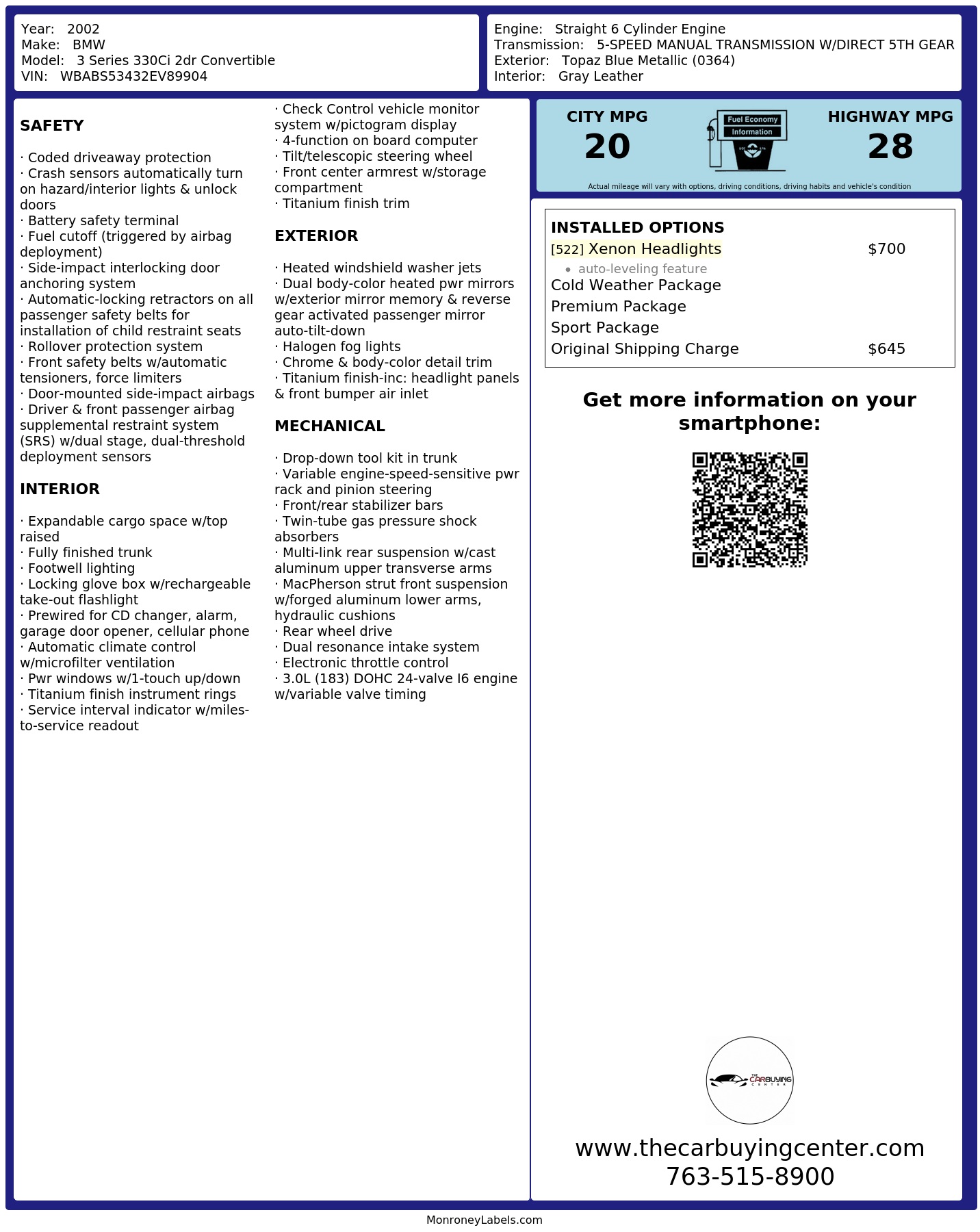 Monroney Label