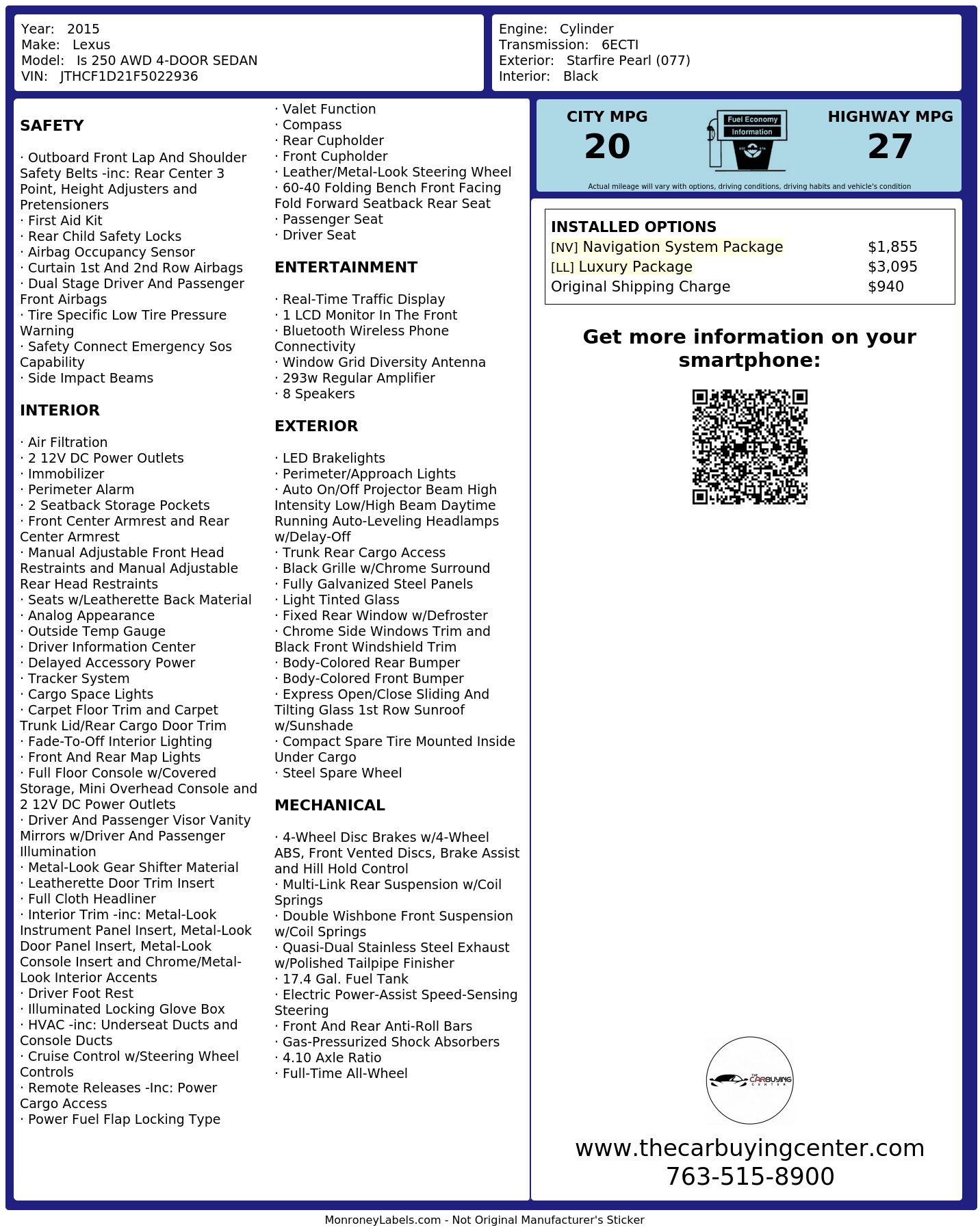 Monroney Label