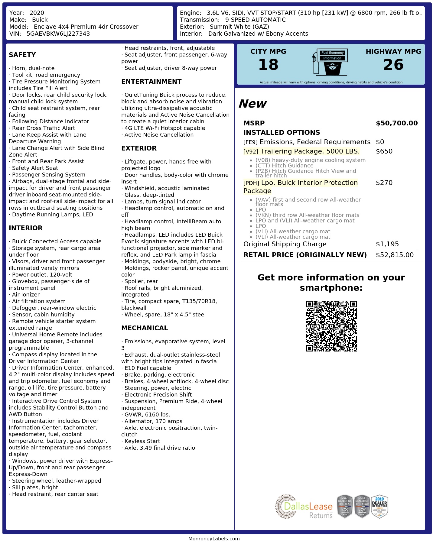 Monroney Label