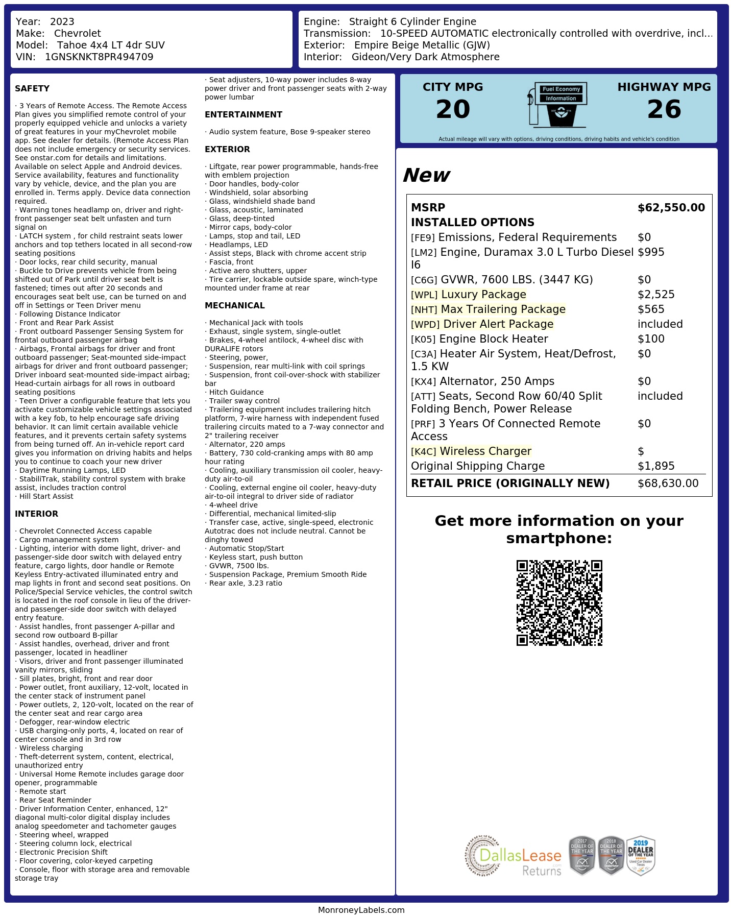 Monroney Label