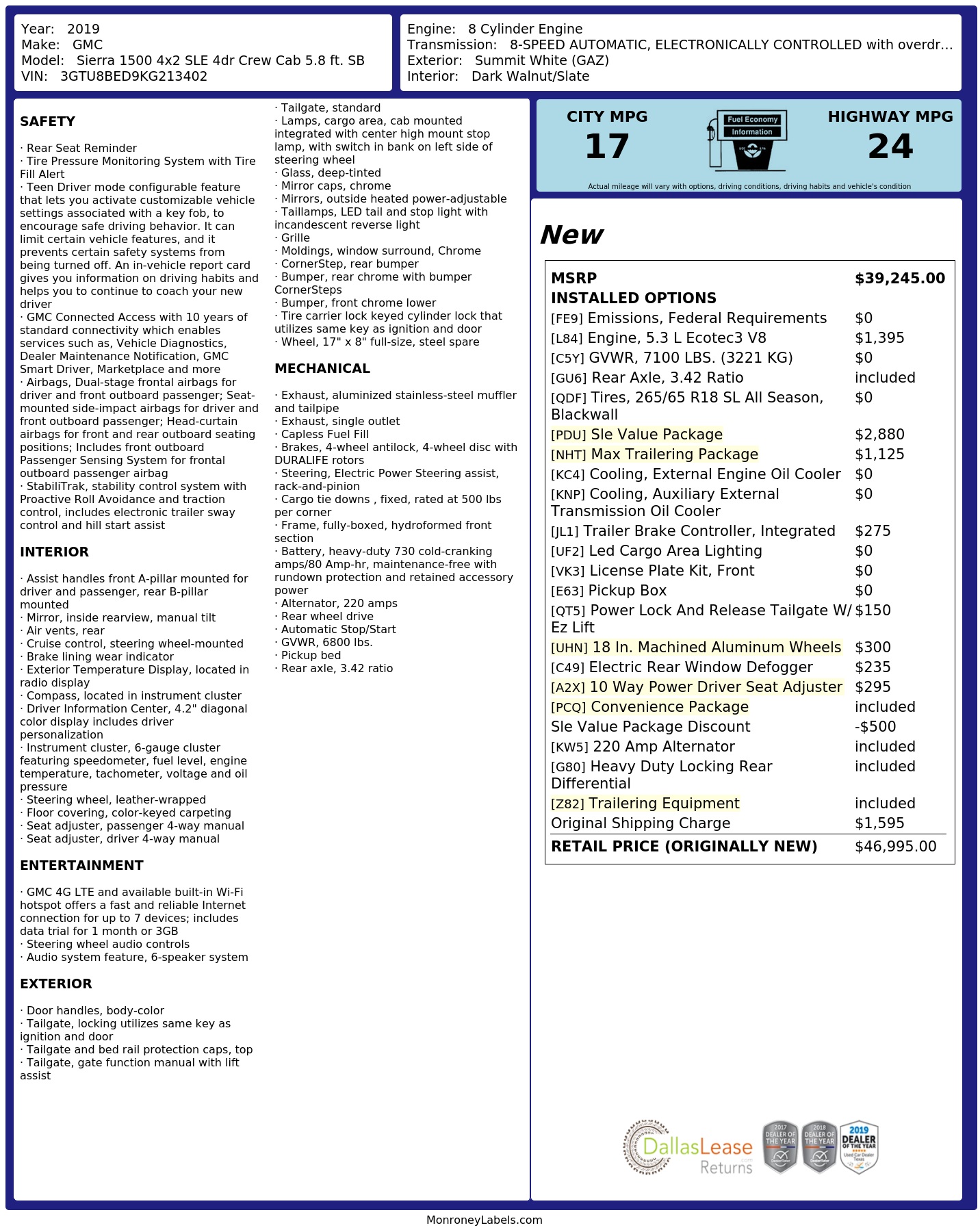 Monroney Label