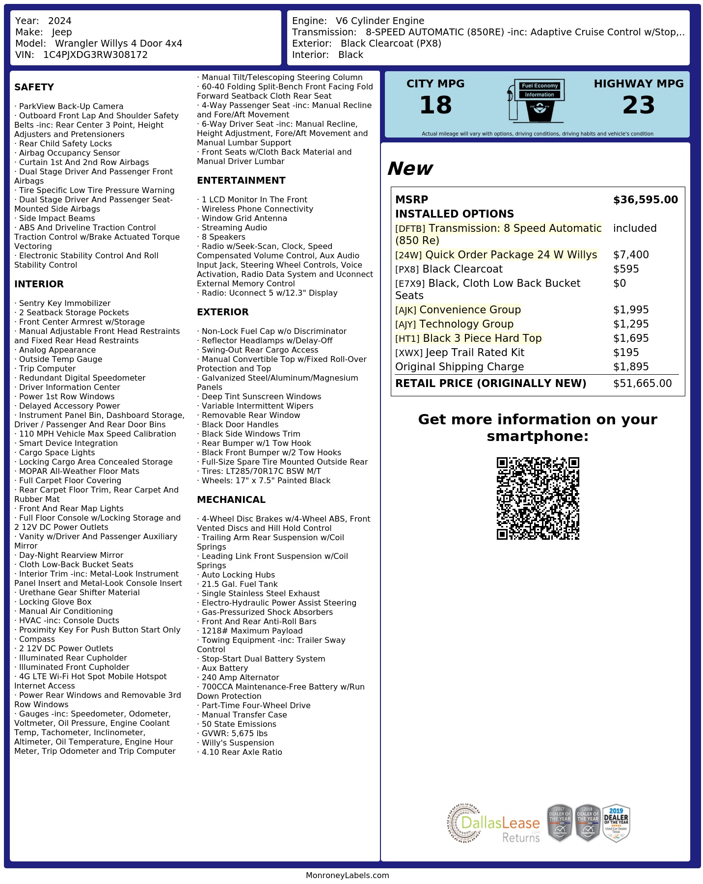 Monroney Label