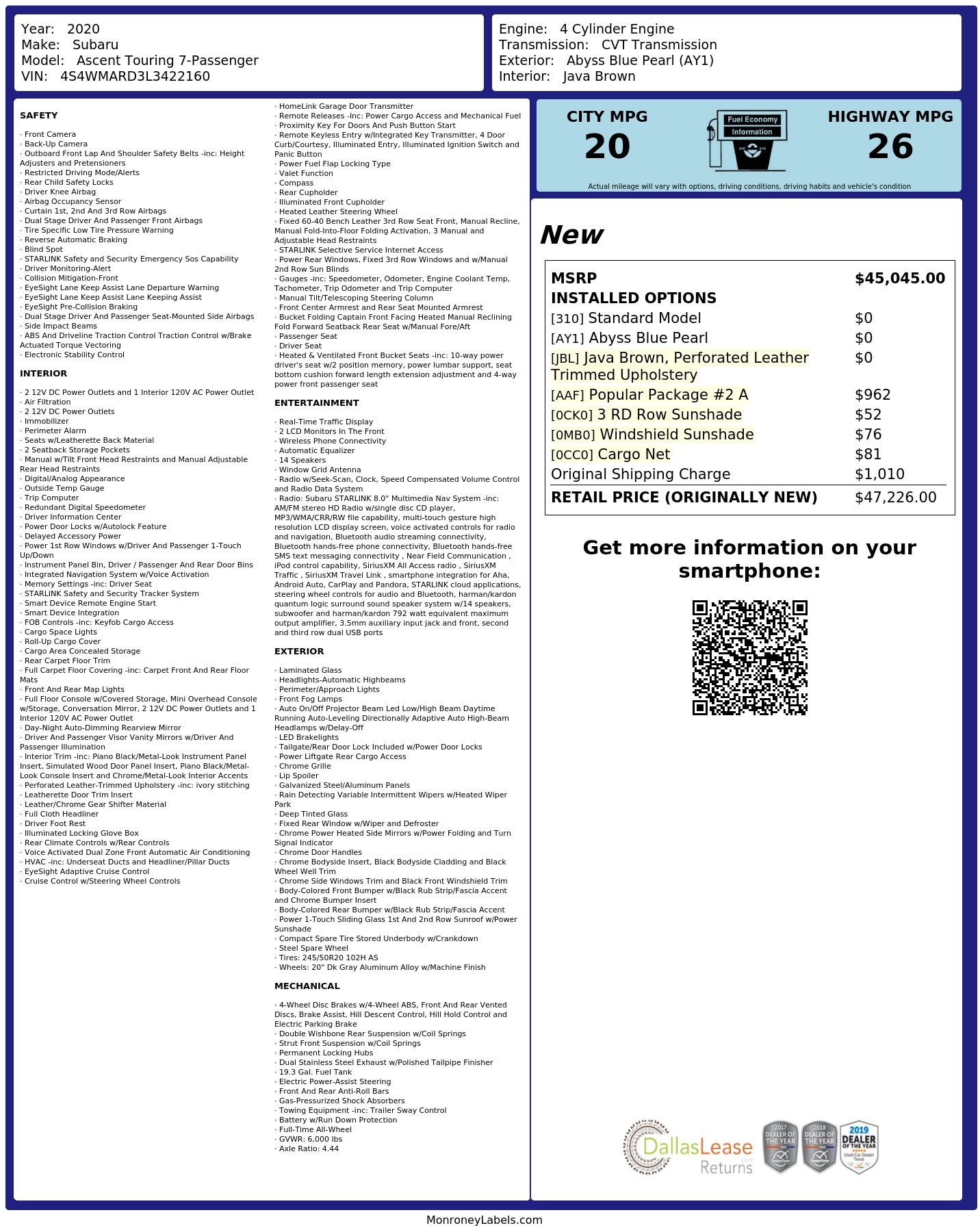 Monroney Label