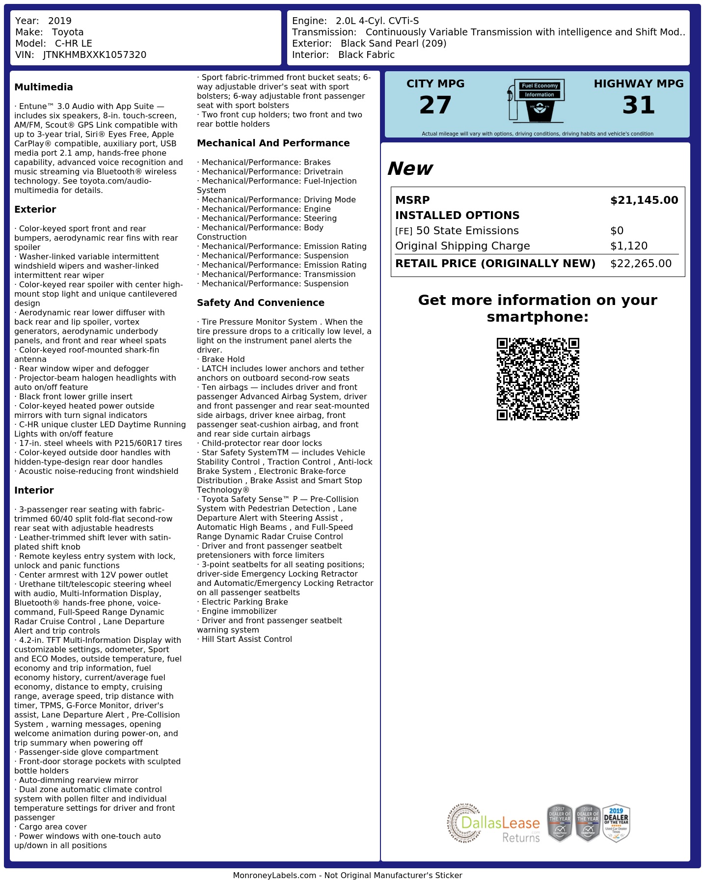 Monroney Label