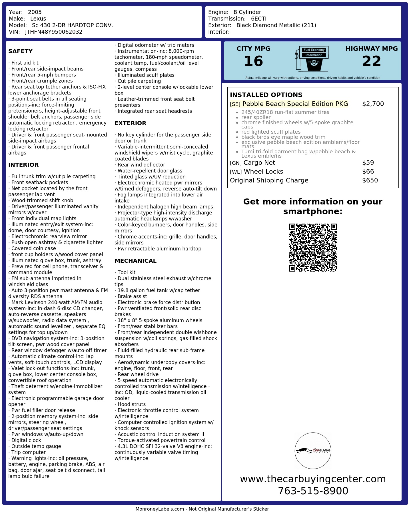 Monroney Label