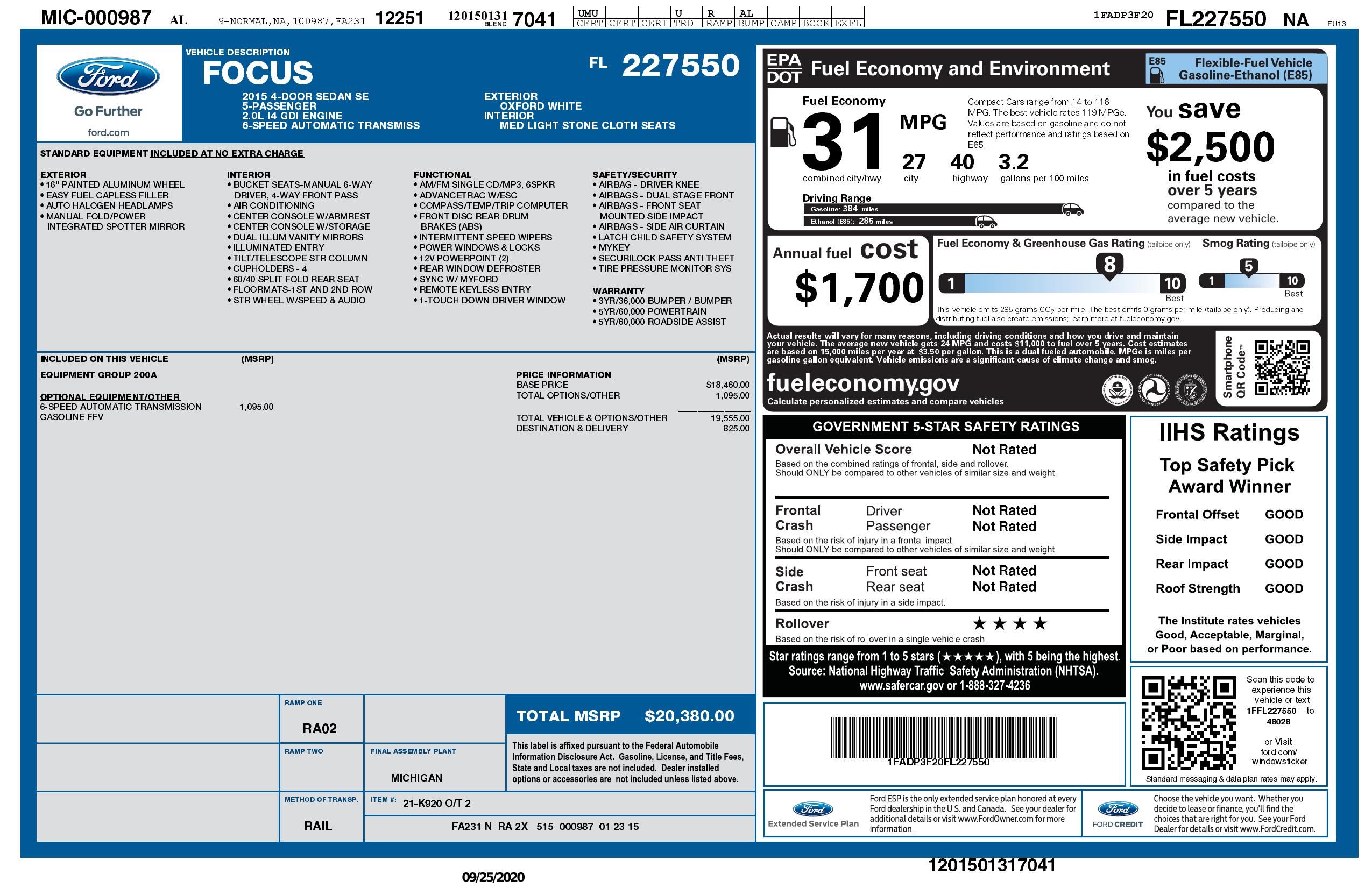 Monroney Label