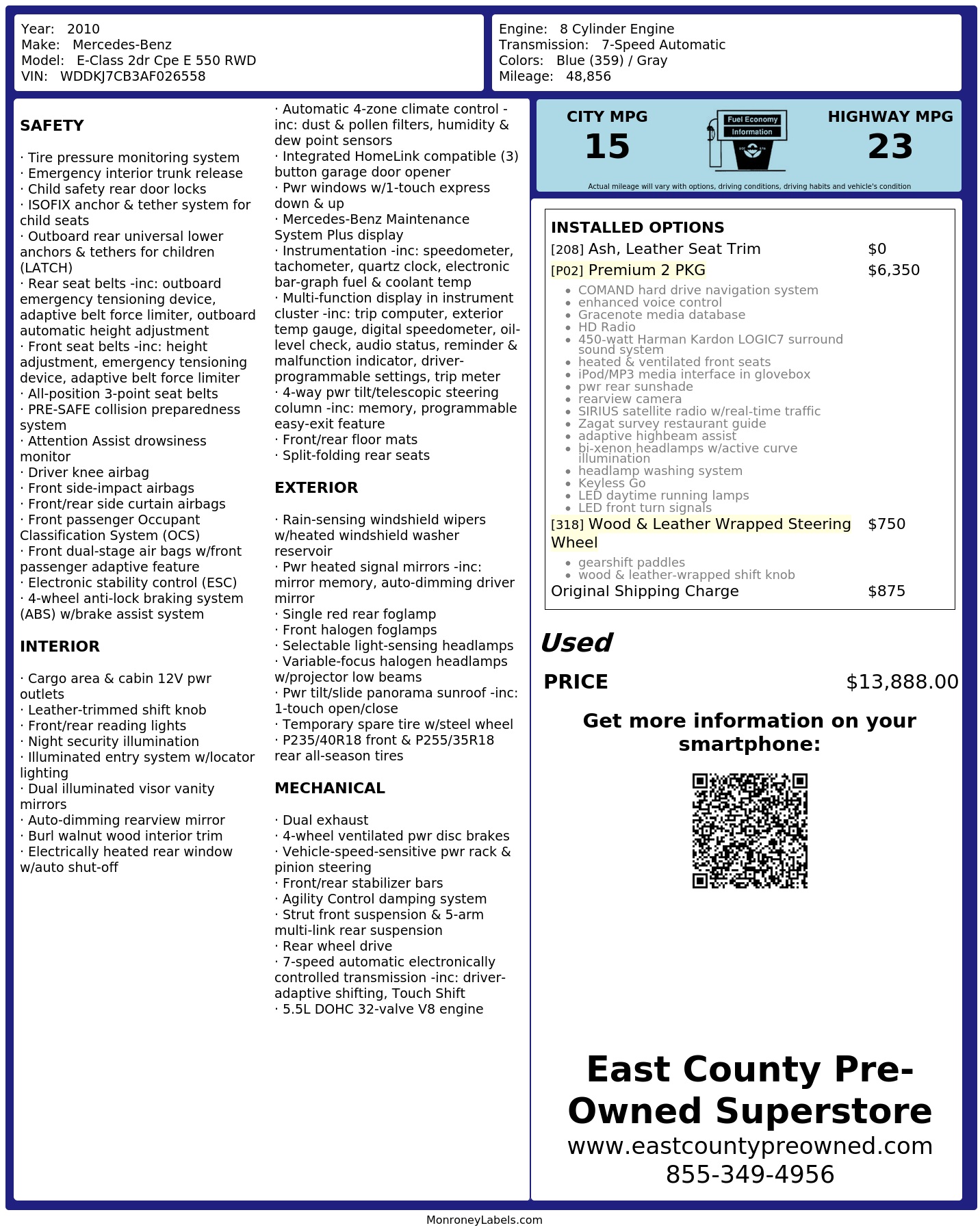 Monroney Label