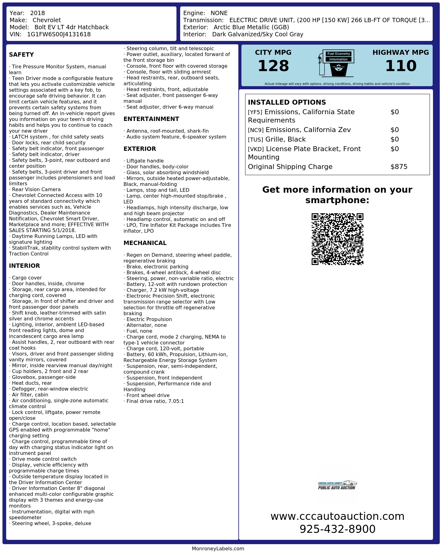 Monroney Label