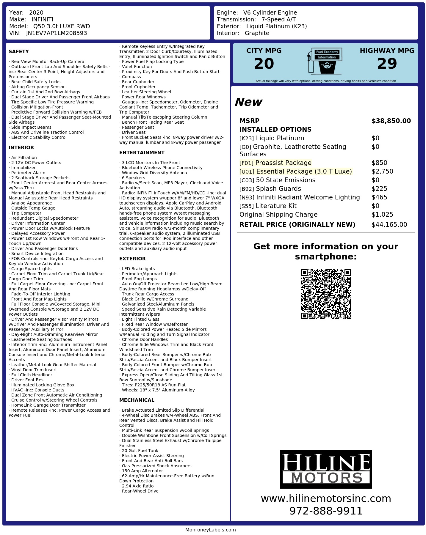 Monroney Label