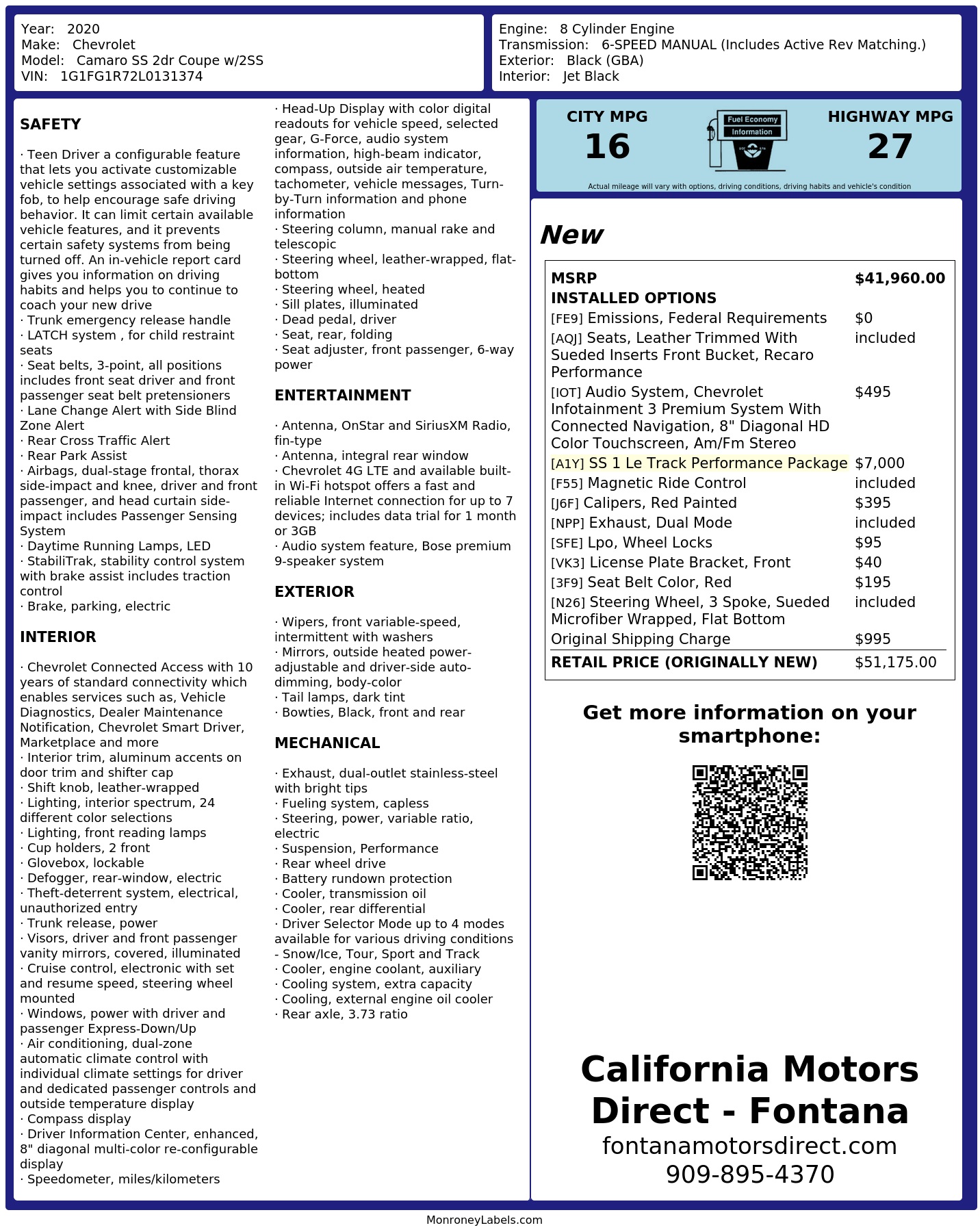 Monroney Label