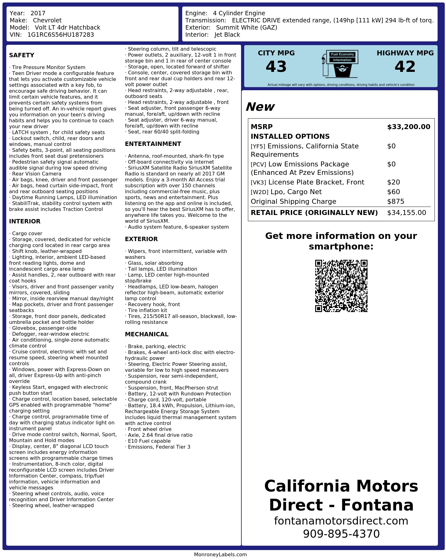 Monroney Label