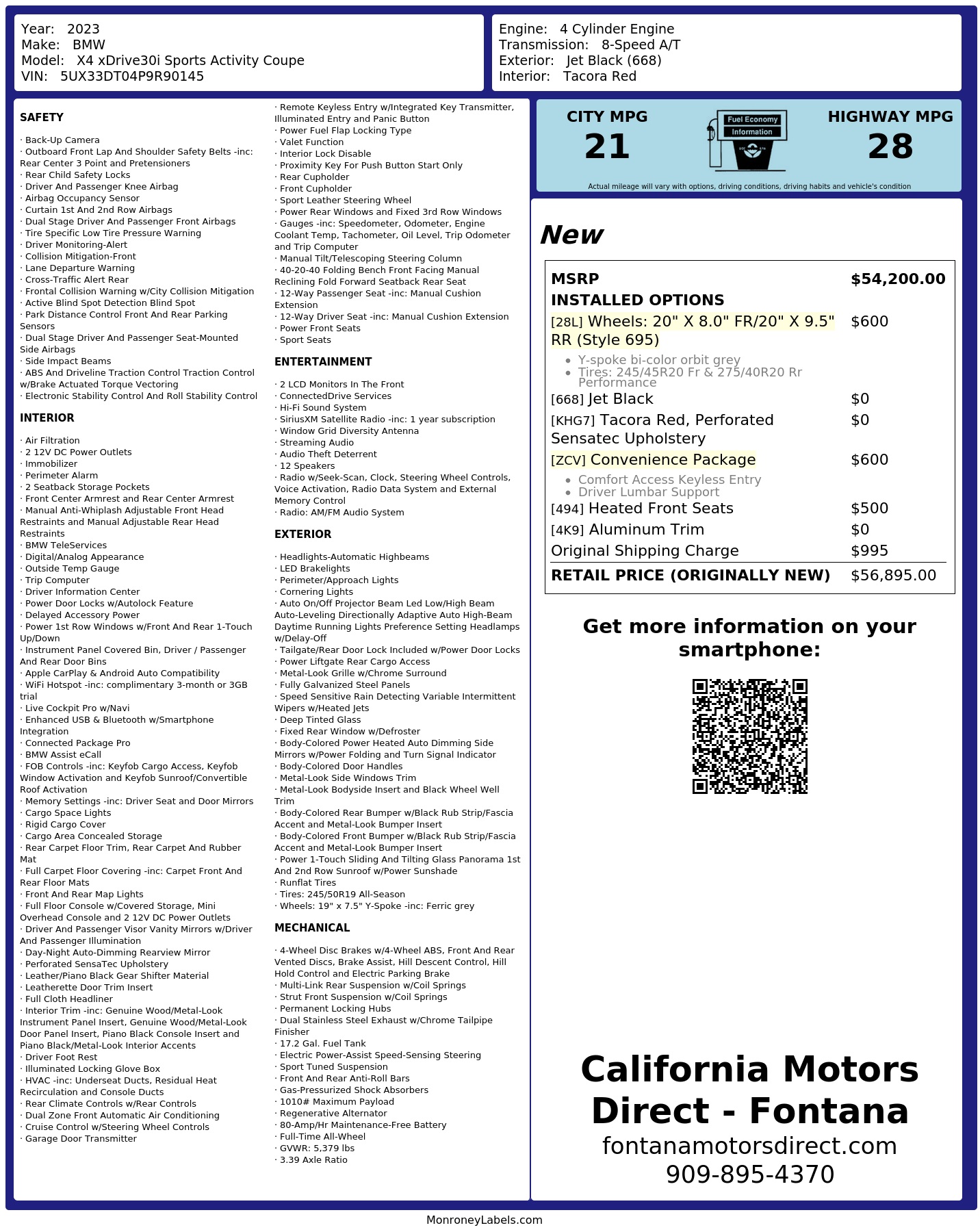 Monroney Label