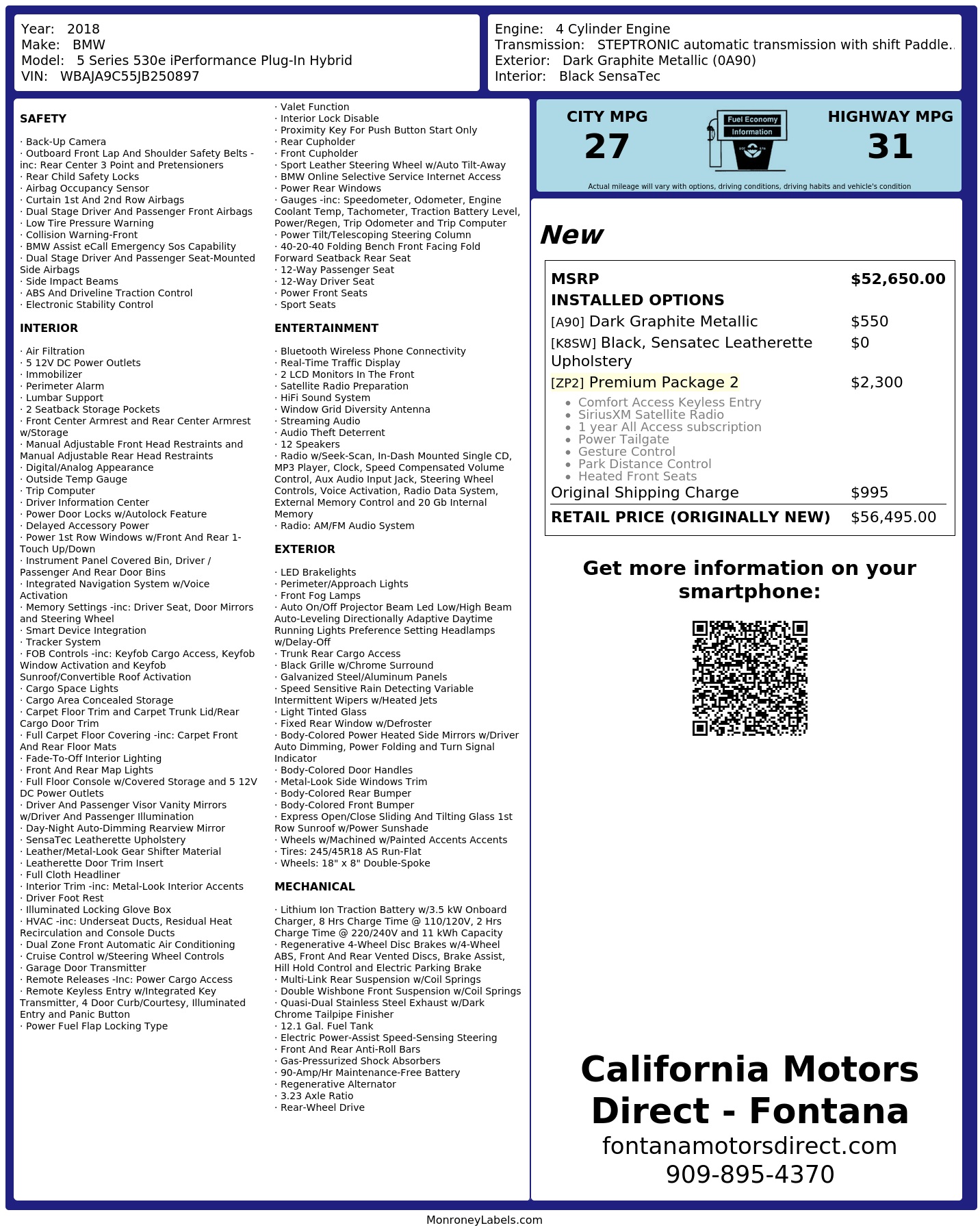Monroney Label